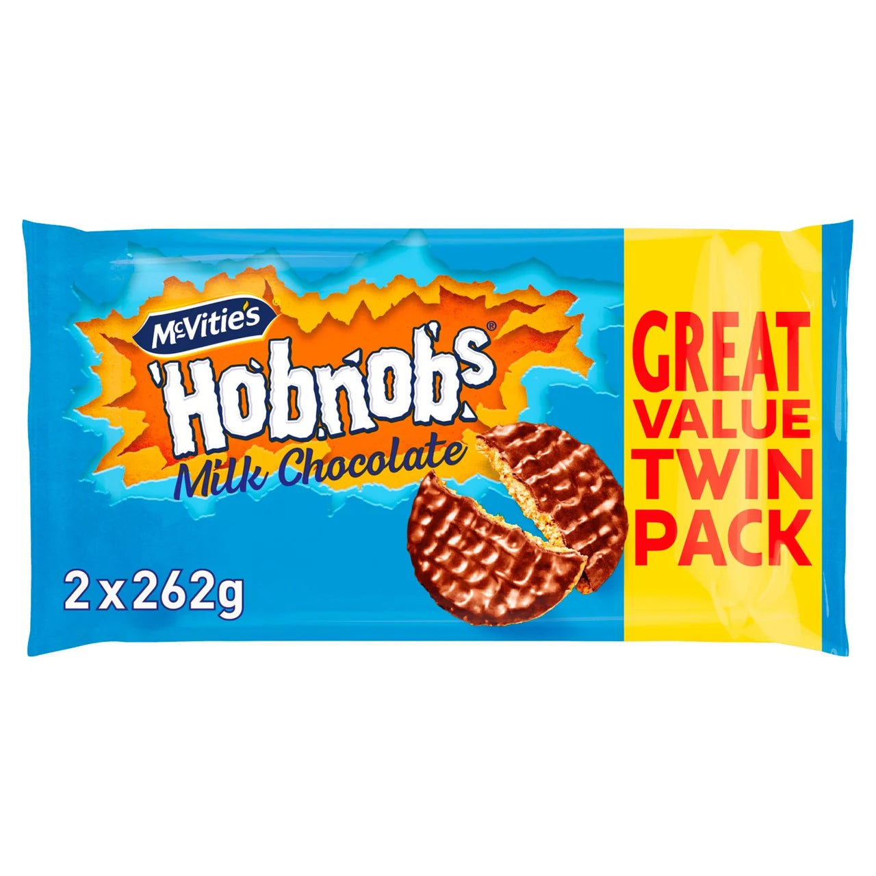 McVitie's Hobnob's The Oaty One Milk Chocolate Biscuits Twin Pack 2x262g