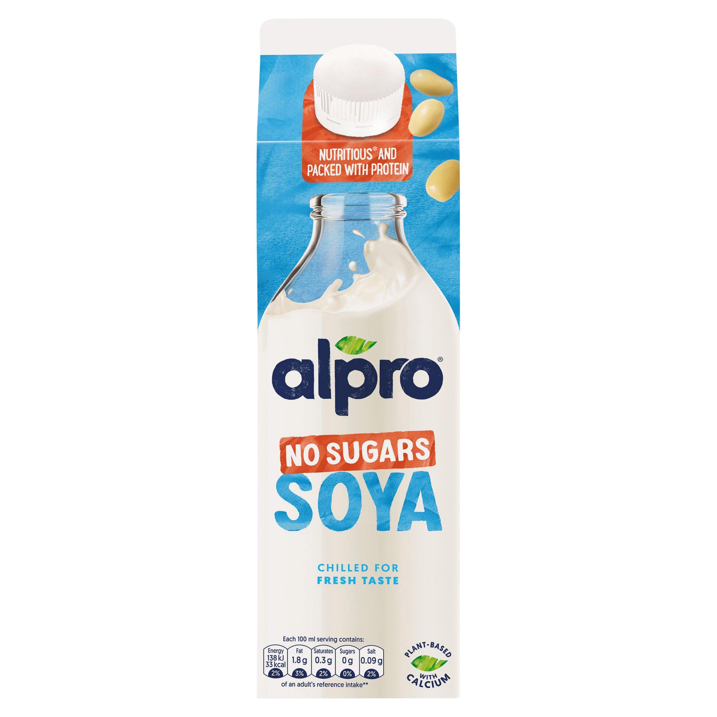 Alpro Soya Milk No Sugars Chilled Dairy Alternative 1 Litre