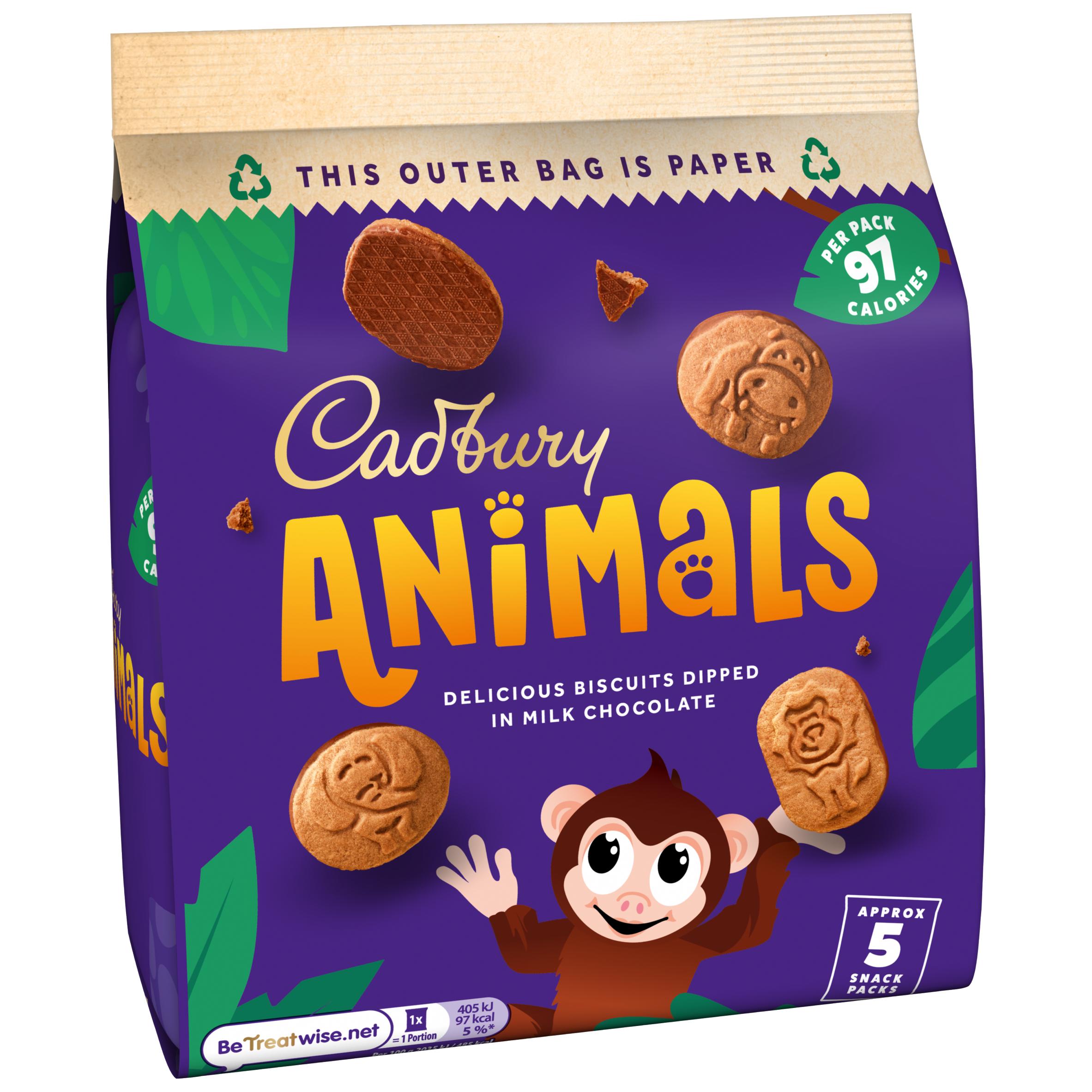 Cadbury Animals Mini Chocolate Biscuits 5 Pack Multipack 5 x 19.9g