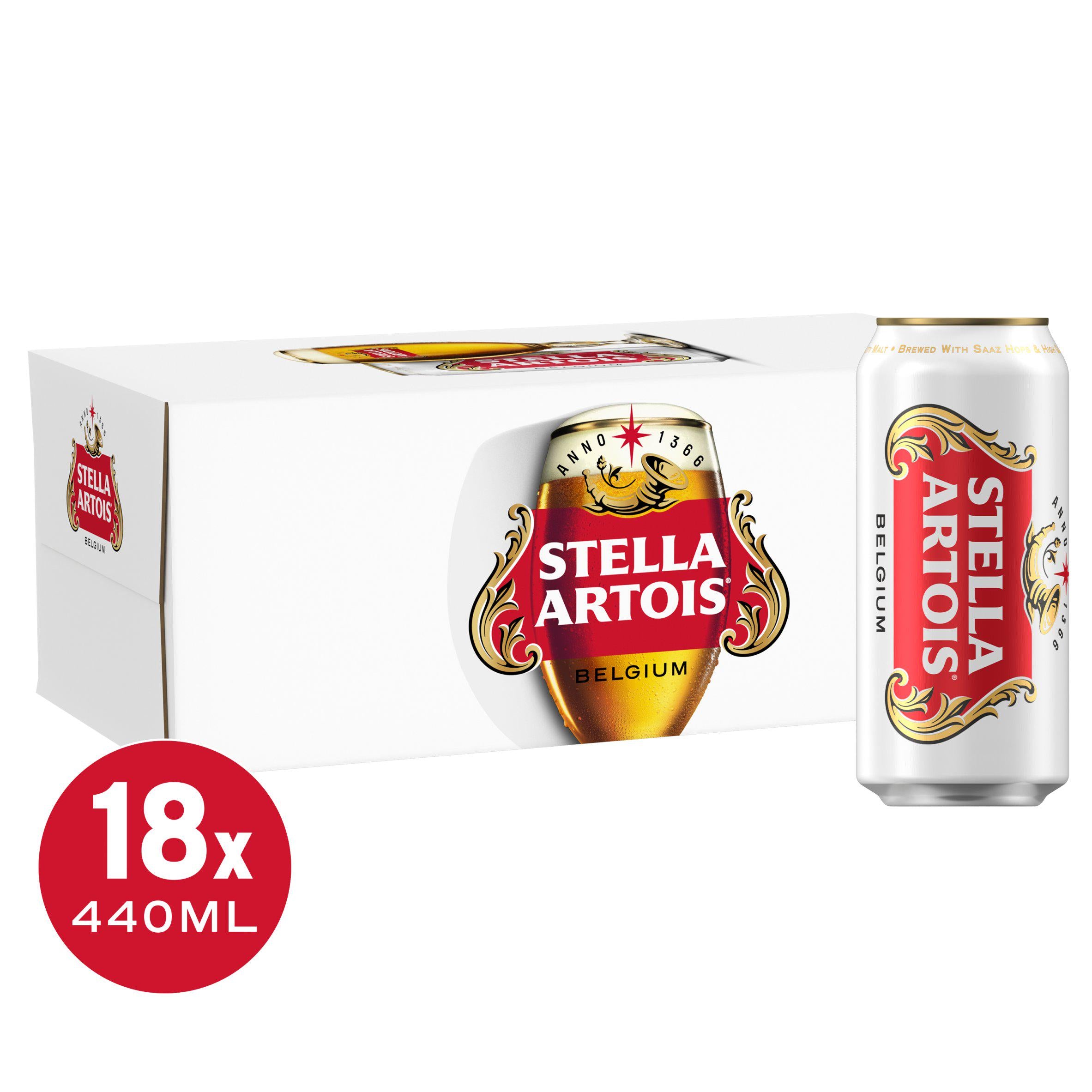 Stella Artois Belgium Premium Lager Beer 18 x 440ml