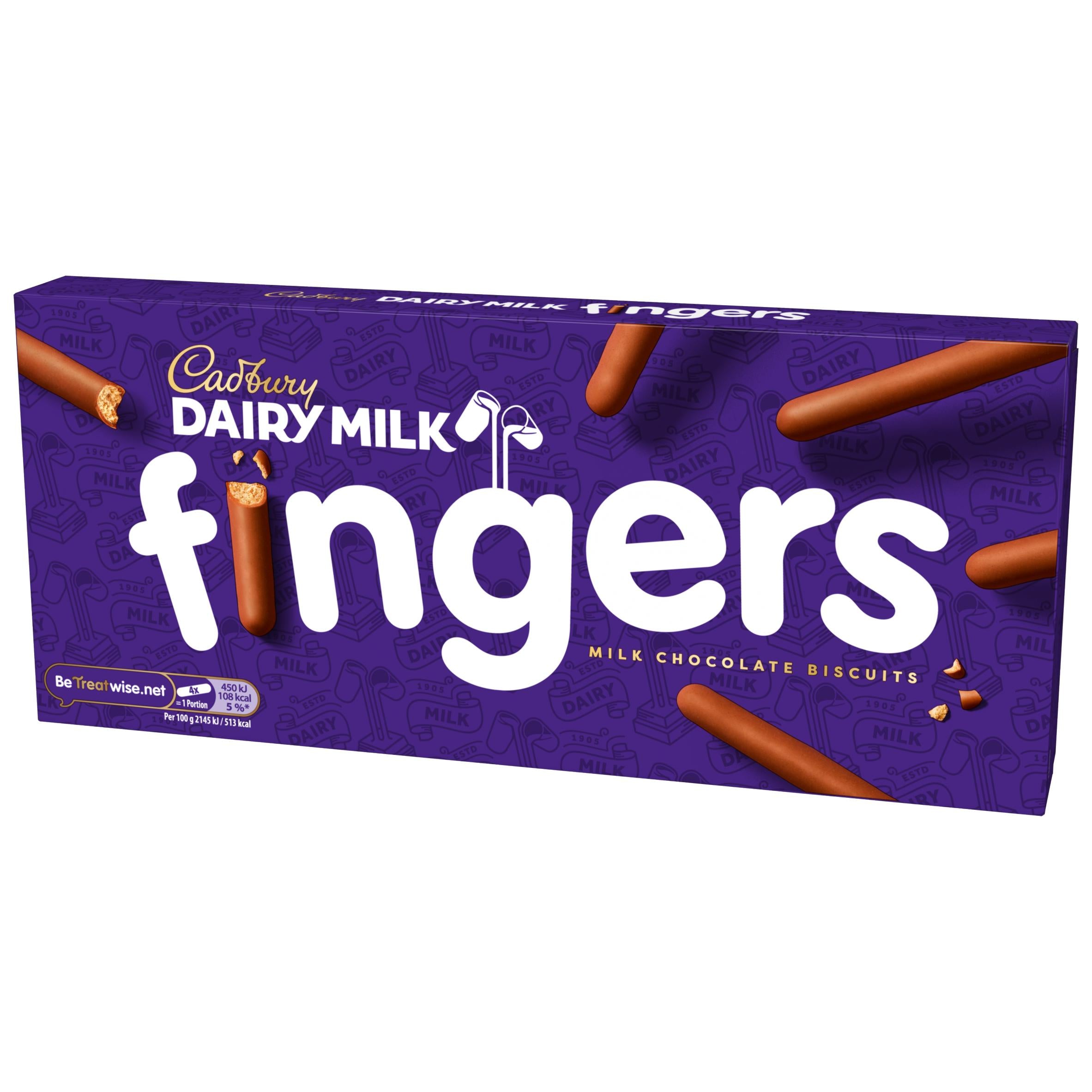Cadbury Dairy Milk Fingers Milk Chocolate Covered Biscuits 114g