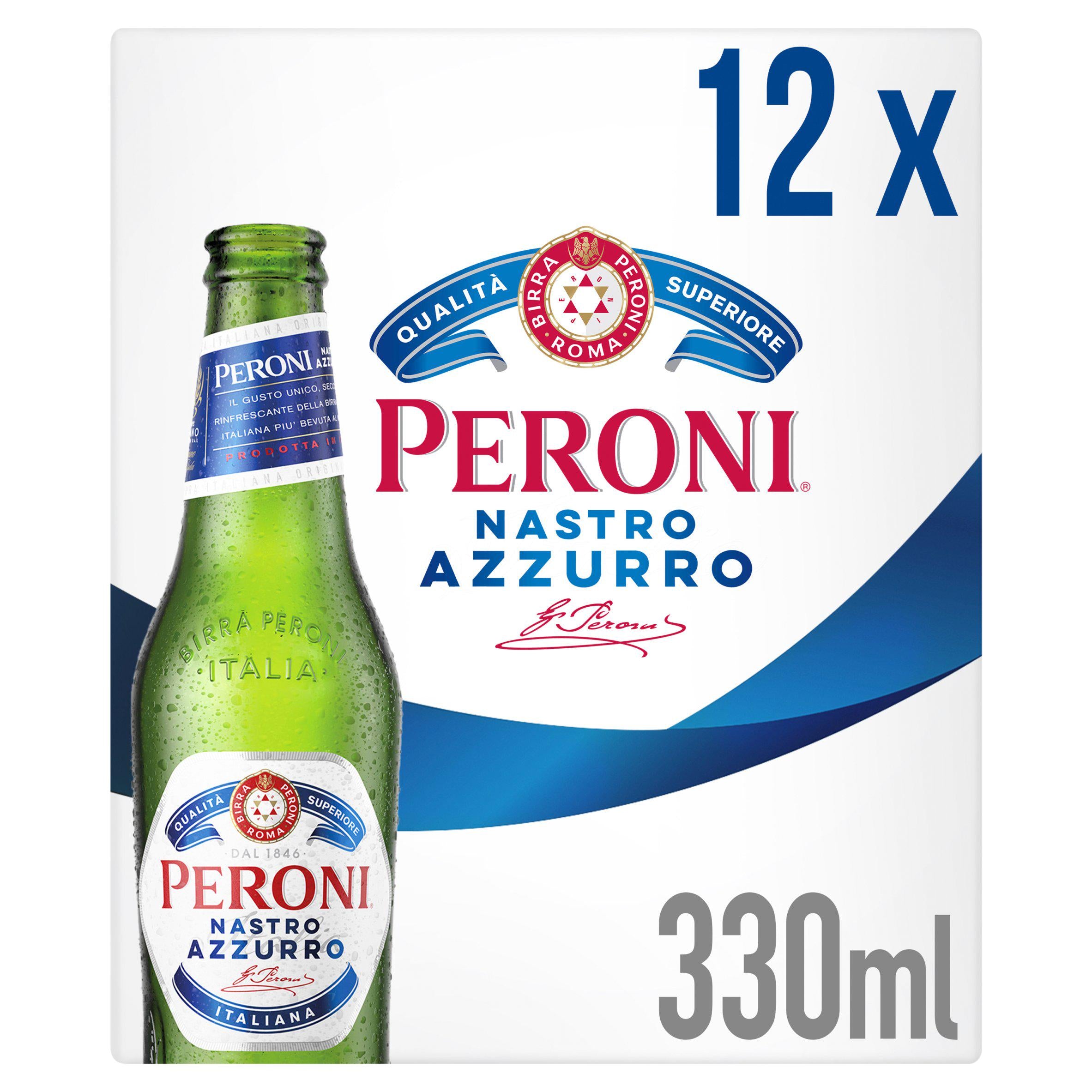 Peroni Nastro Azzurro Lager Bottles 12x330ml