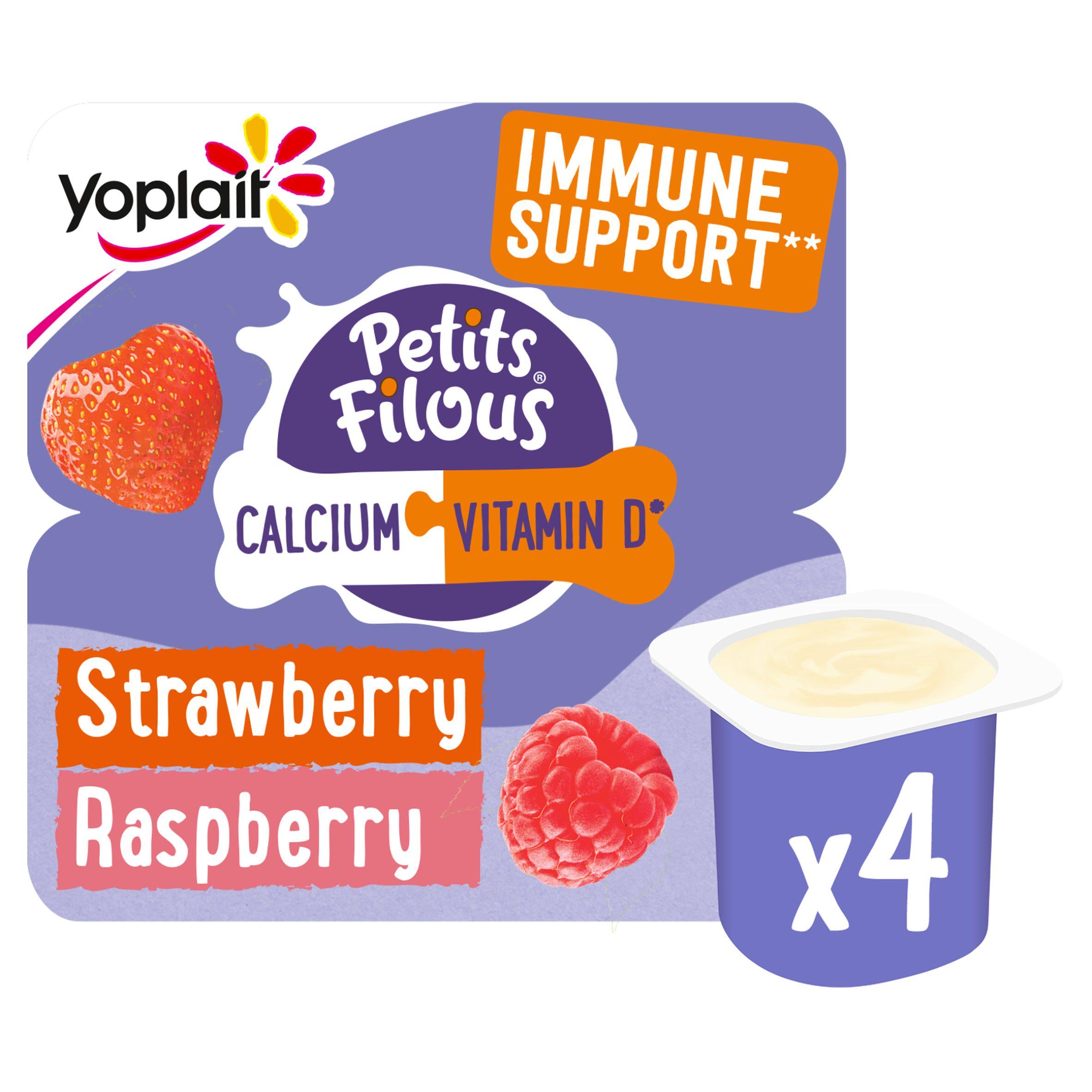 Petits Filous Kids Strawberry & Raspberry Yoghurt 4x85g