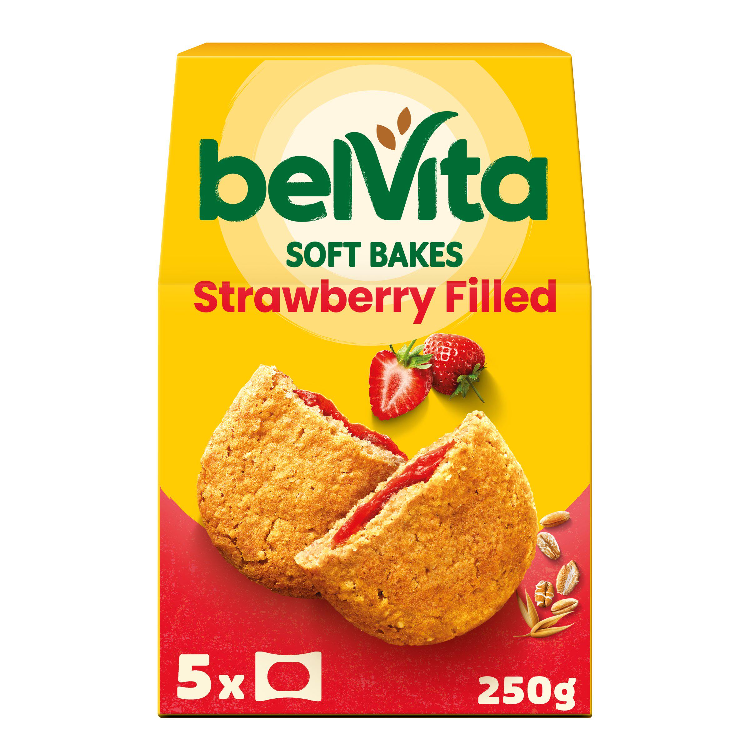 Belvita Soft Bakes Strawberry Filled Cereal Snack Bars Multipack 250g