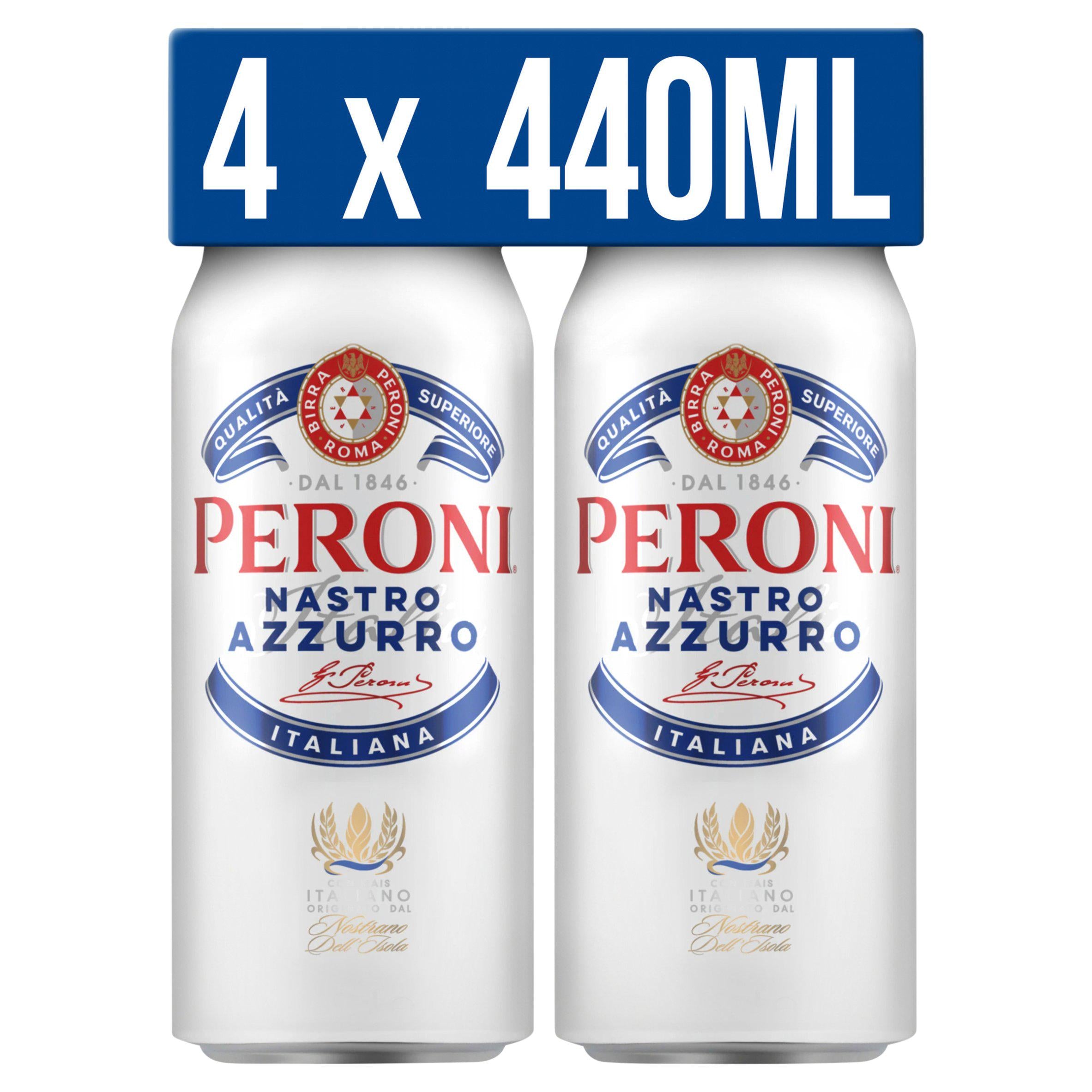 Peroni Nastro Azzurro Beer Lager Cans 4 x 440ml