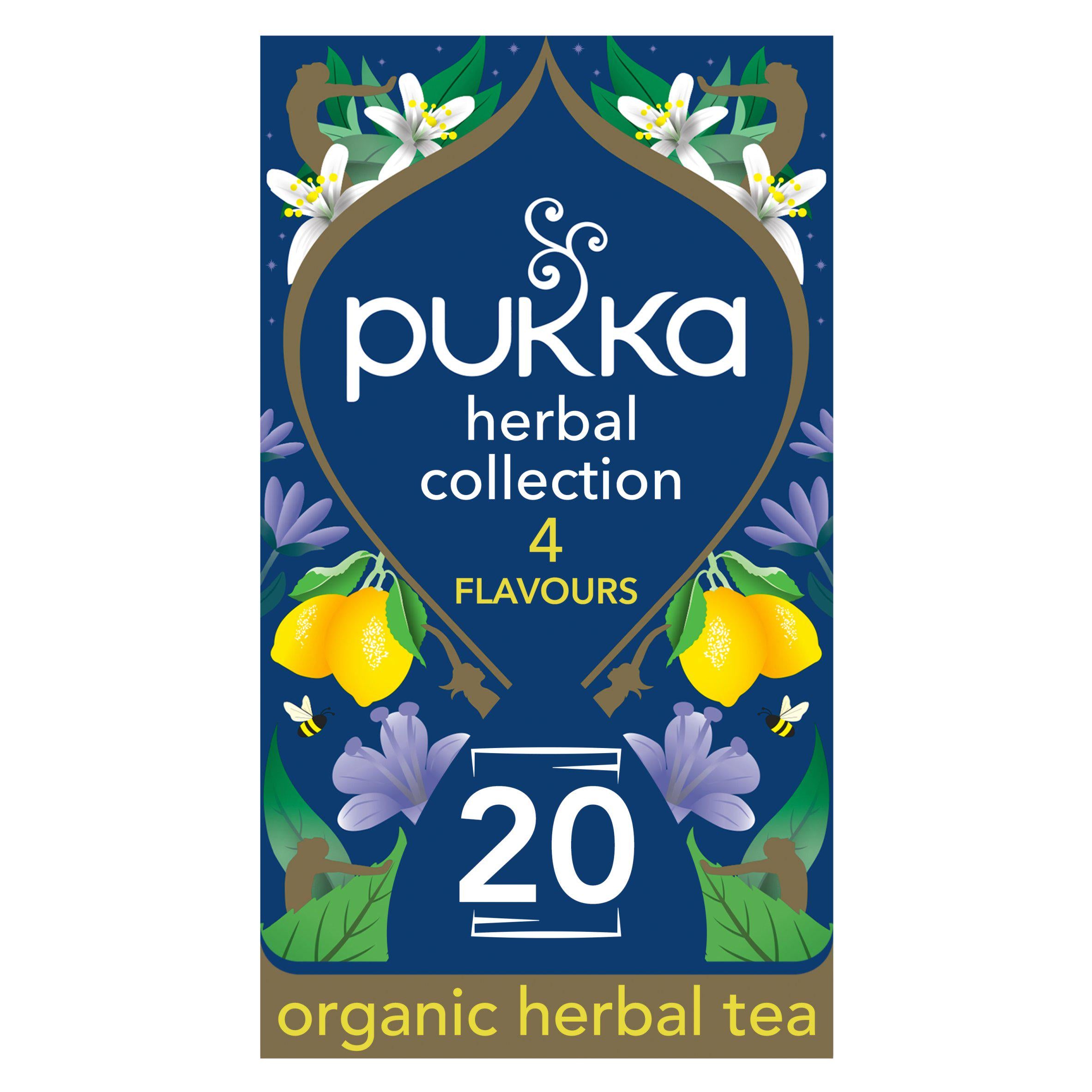 Pukka Organic Herbal Tea Collection Five Different Flavours Home Compostable Herbal Tea Bags x20