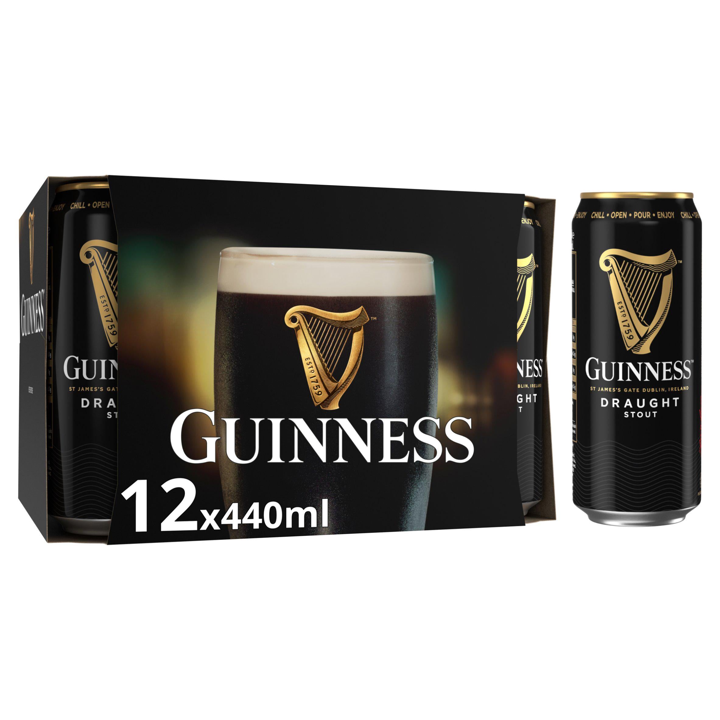 Guinness Draught In Stout Beer Can 12x440ml