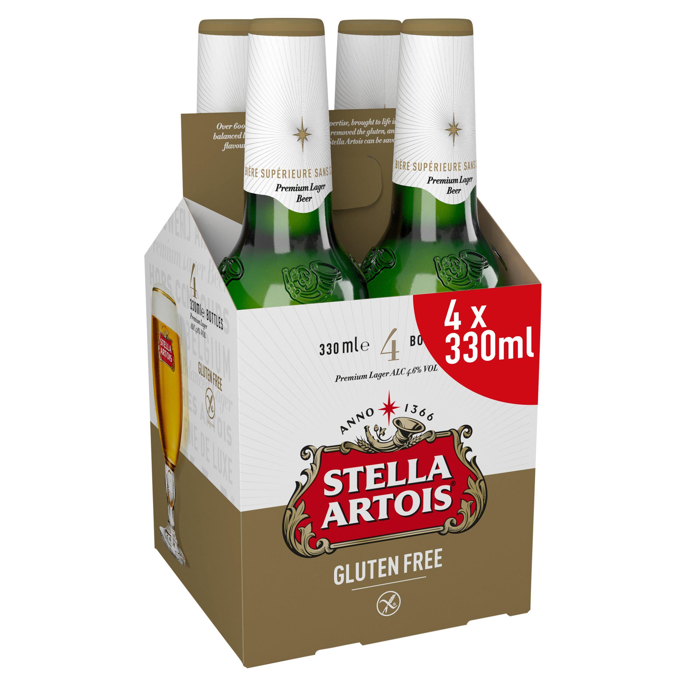 Stella Artois Gluten Free Premium Lager Beer Bottles 4x330ml - Moo Local