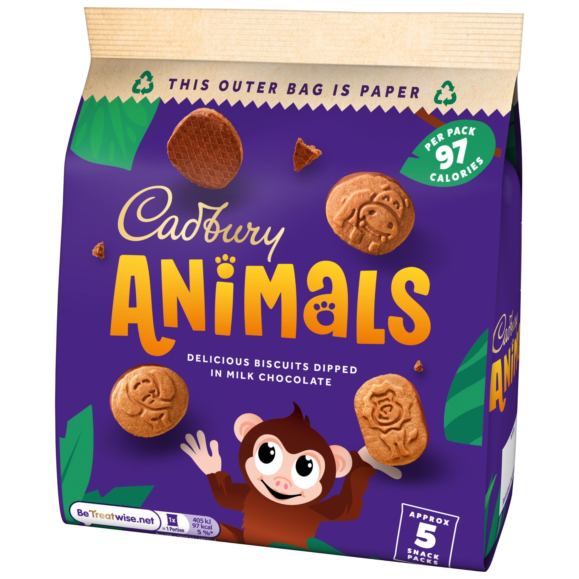Cadbury Animals Mini Chocolate Biscuits 5 Pack Multipack 5 x 19.9g
