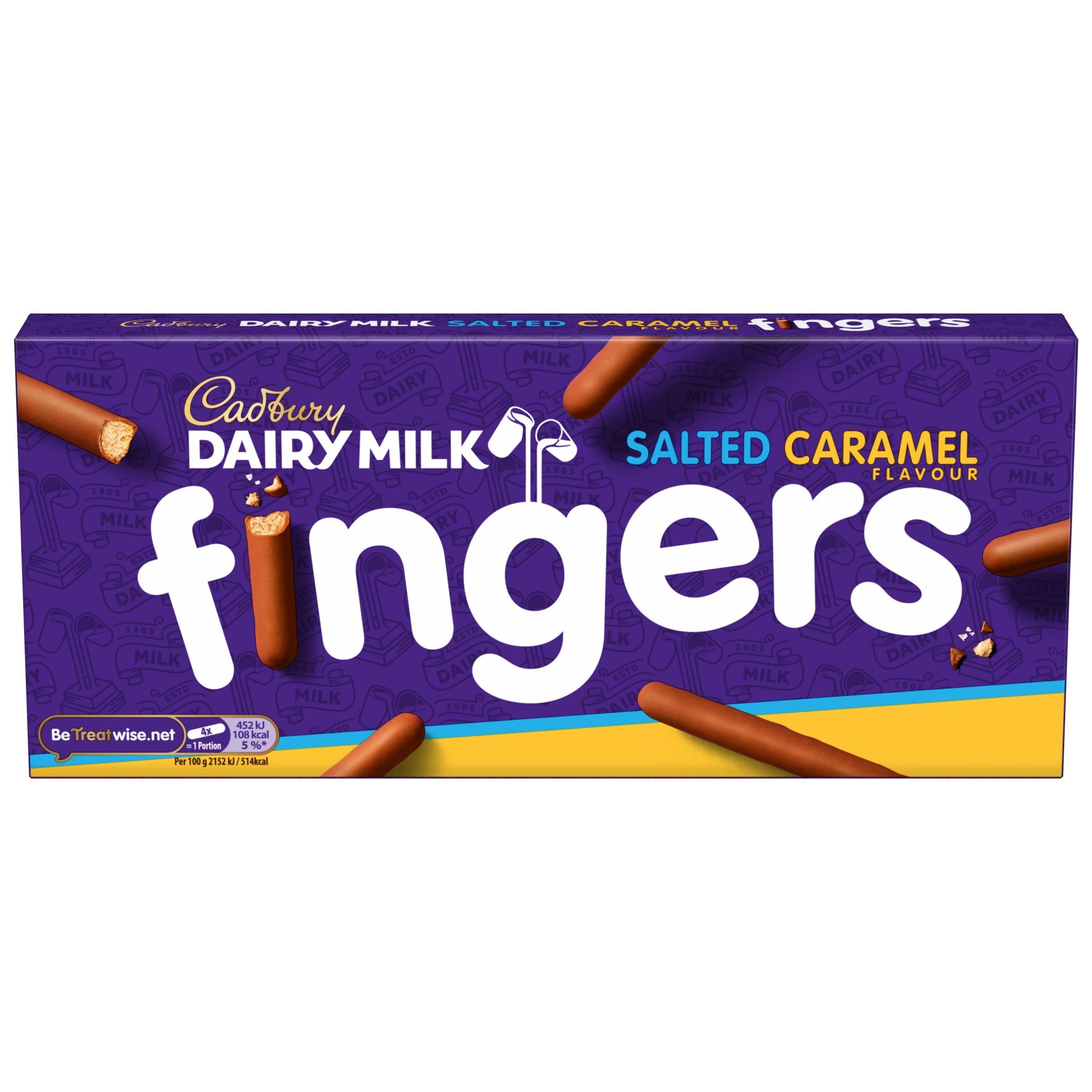 Cadbury Dairy Milk Fingers Salted Caramel Flavour Biscuits 114g