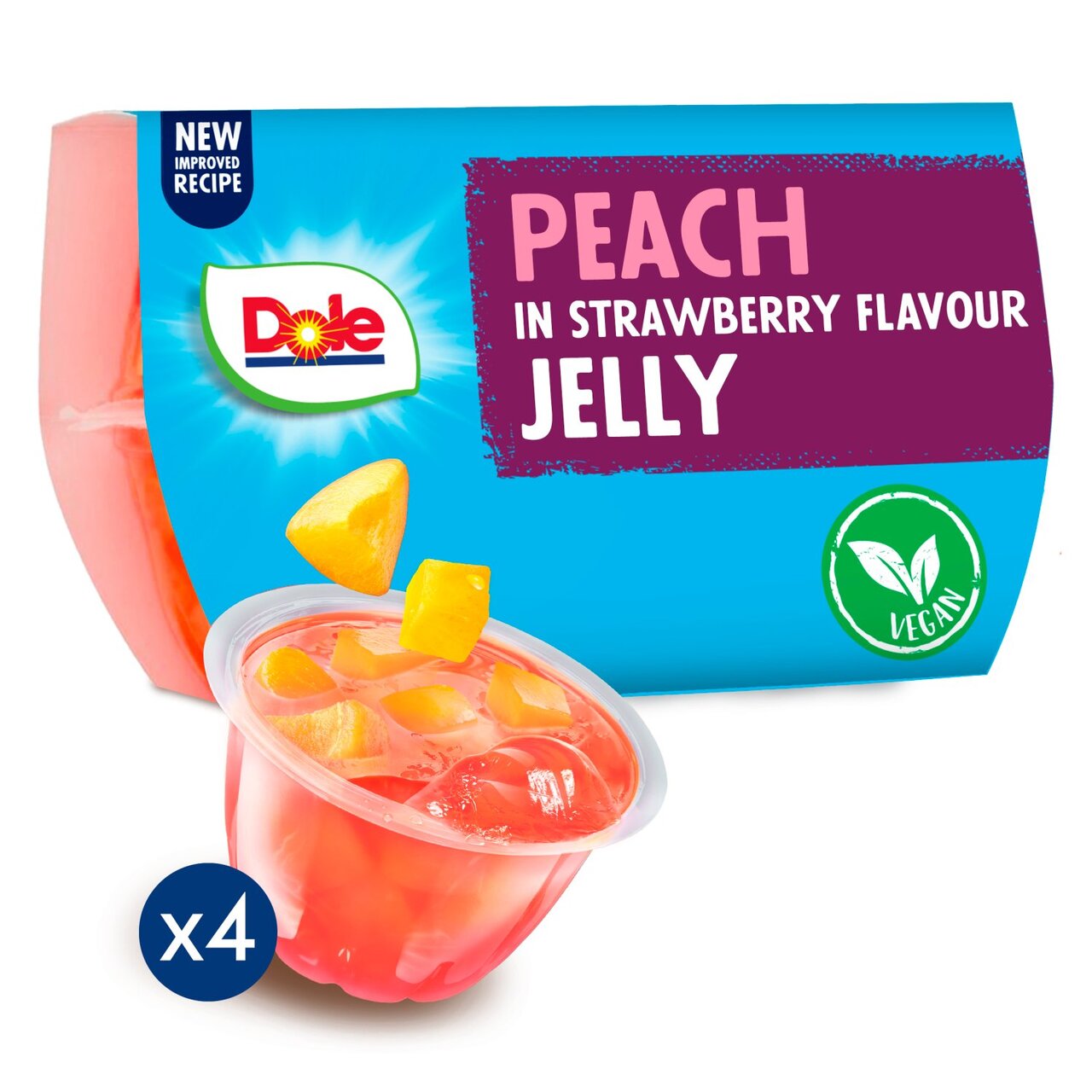 Dole Peach In Strawberry Jelly Fruit Snacks 4x123g