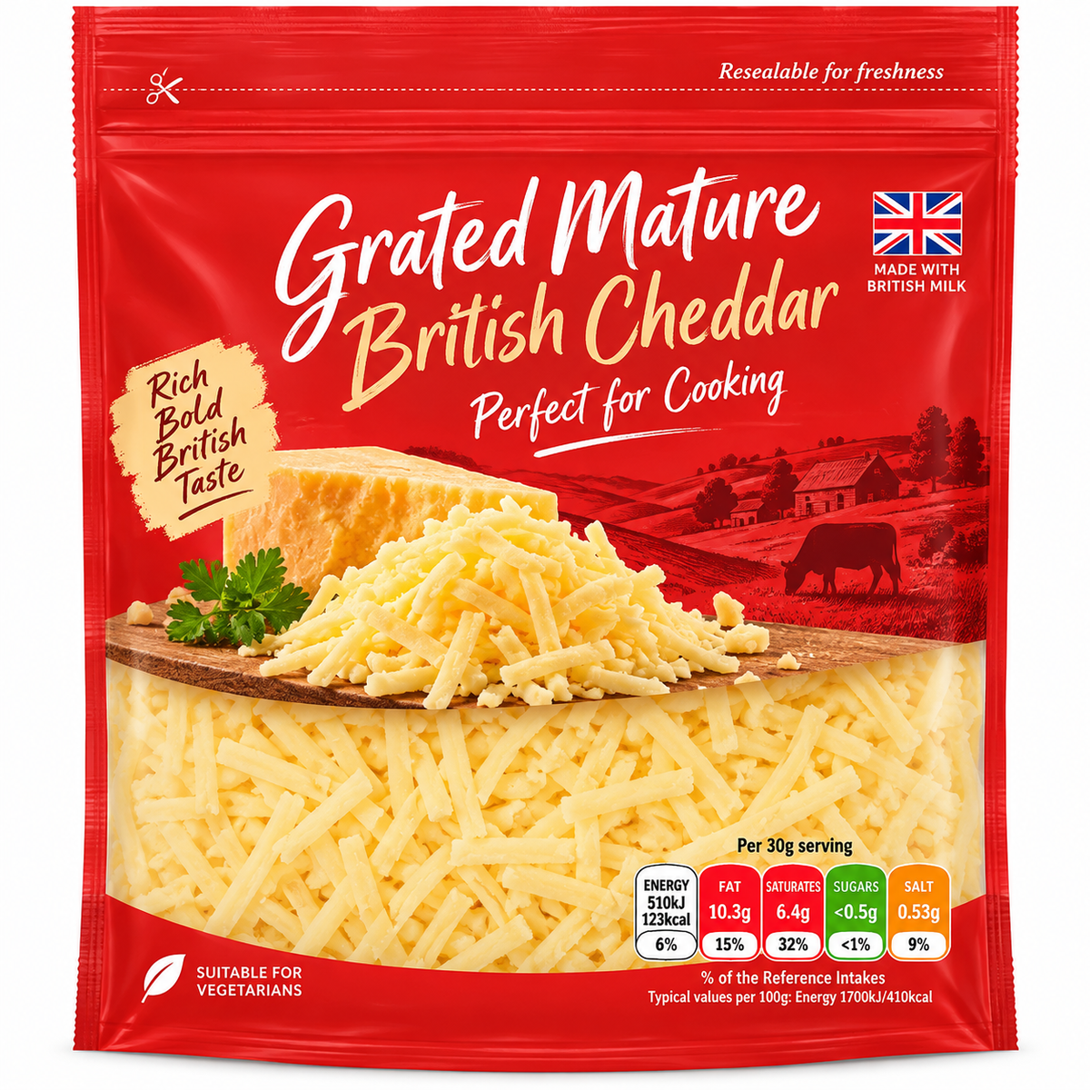 British Mature Grated Cheddar Cheese 250g