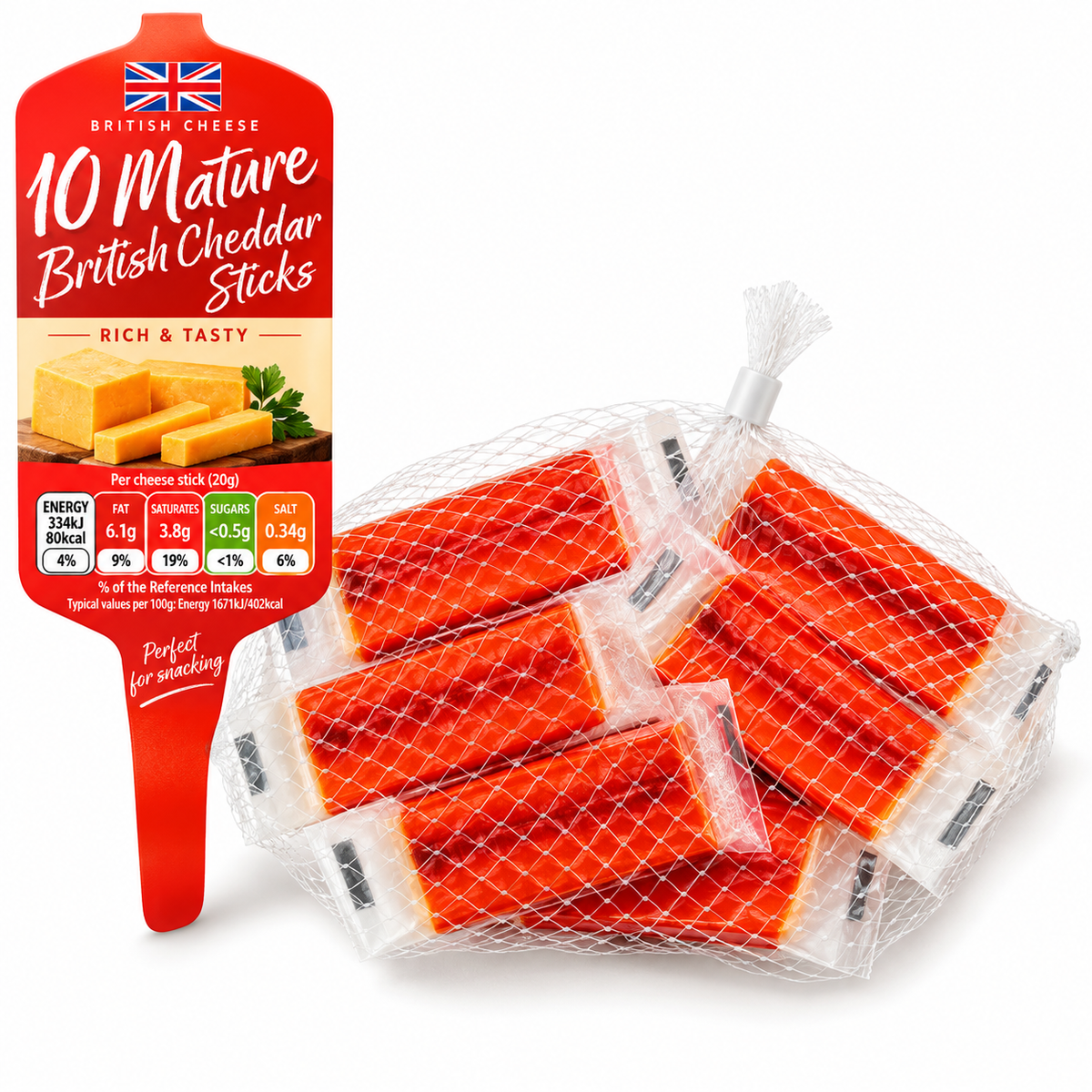 Mature British Cheddar Sticks 10x20g