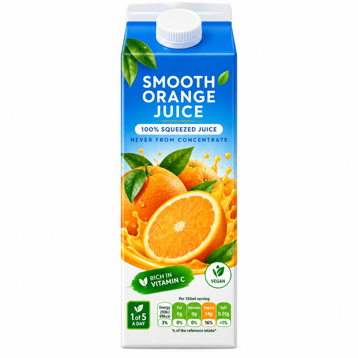 Pure Squeezed Smooth 100% Orange Juice Not From Concentrate 1 Litre