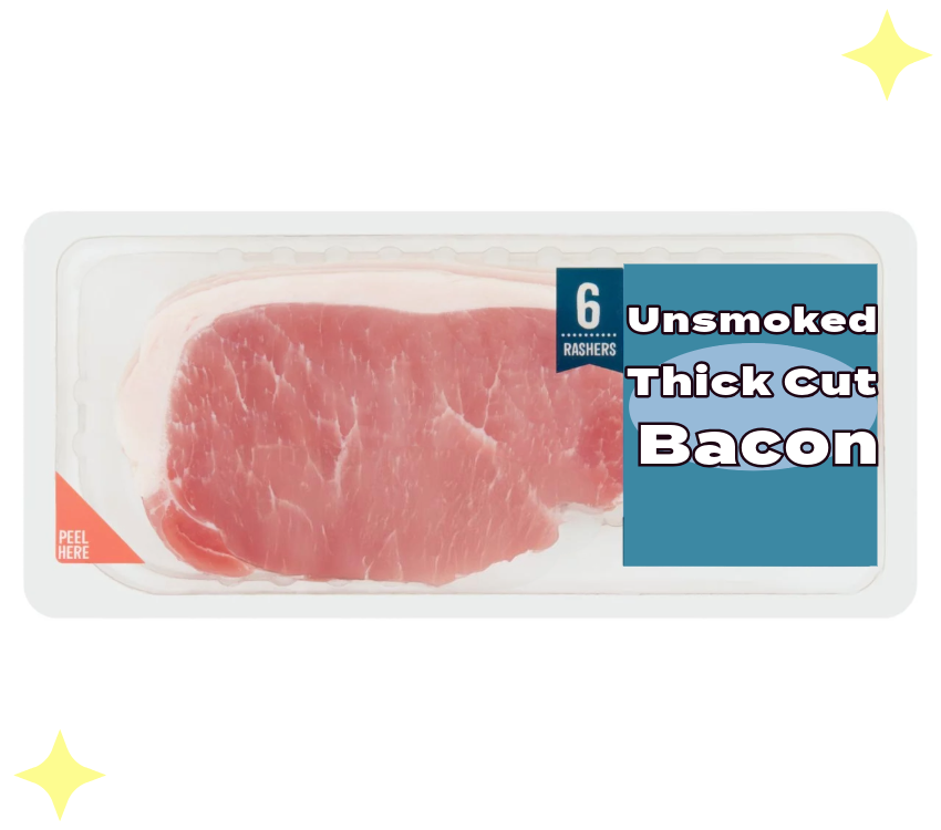 Unsmoked Thick Cut Back Bacon Rashers x6 300g