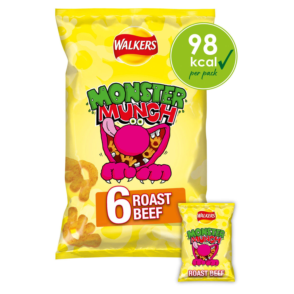 Walkers Monster Munch Roast Beef Multipack Crisps Snacks 6x20g - Moo Local