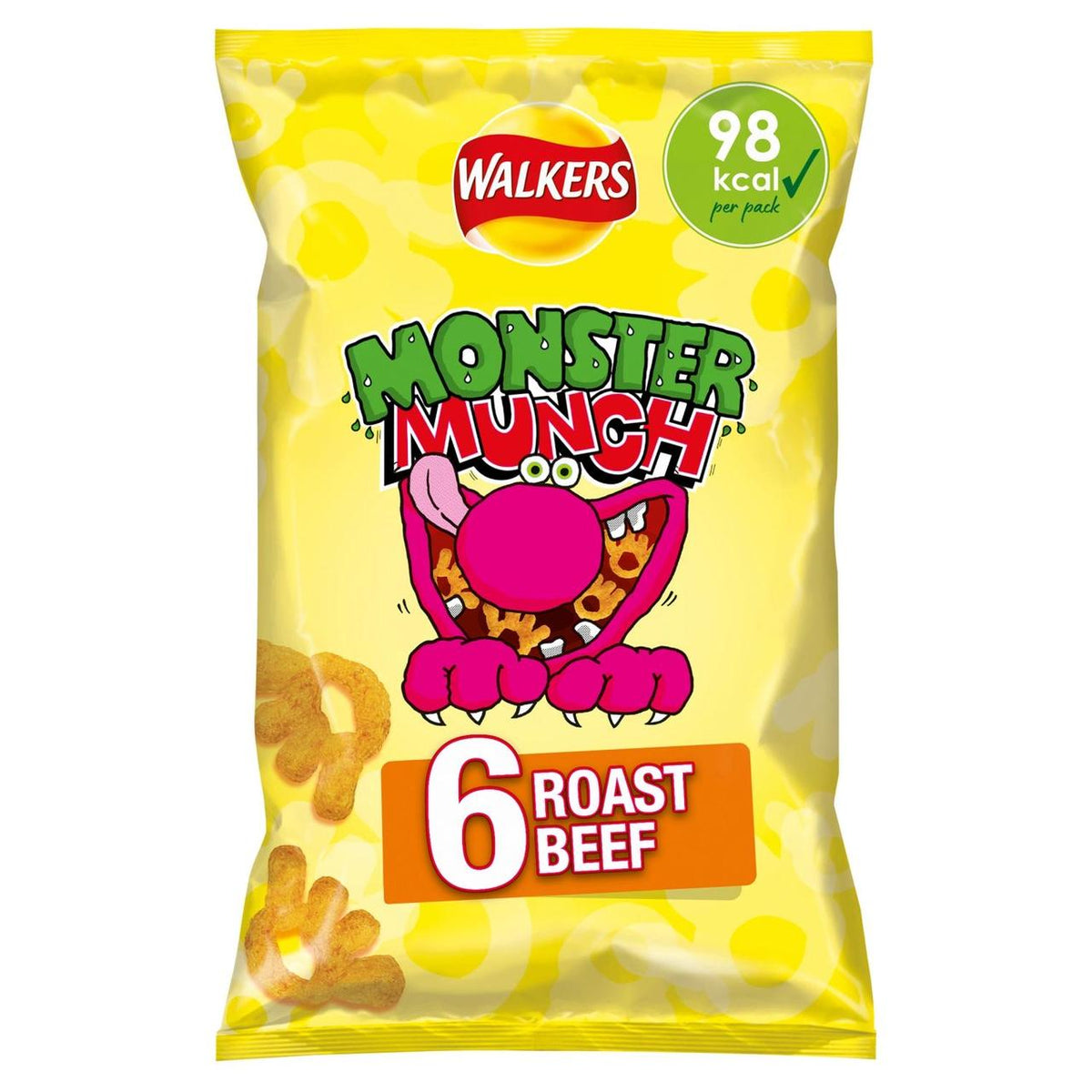 Walkers Monster Munch Roast Beef Multipack Crisps Snacks 6x20g - Moo Local