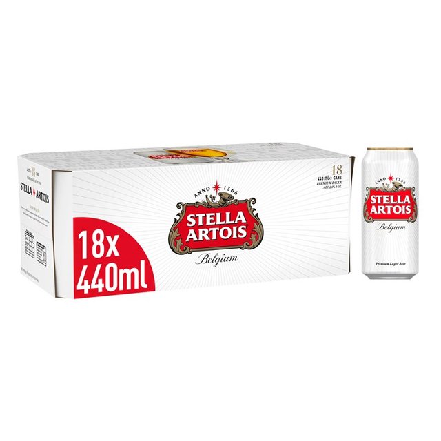 Stella Artois Premium Lager Beer Cans 18x440ml - Moo Local