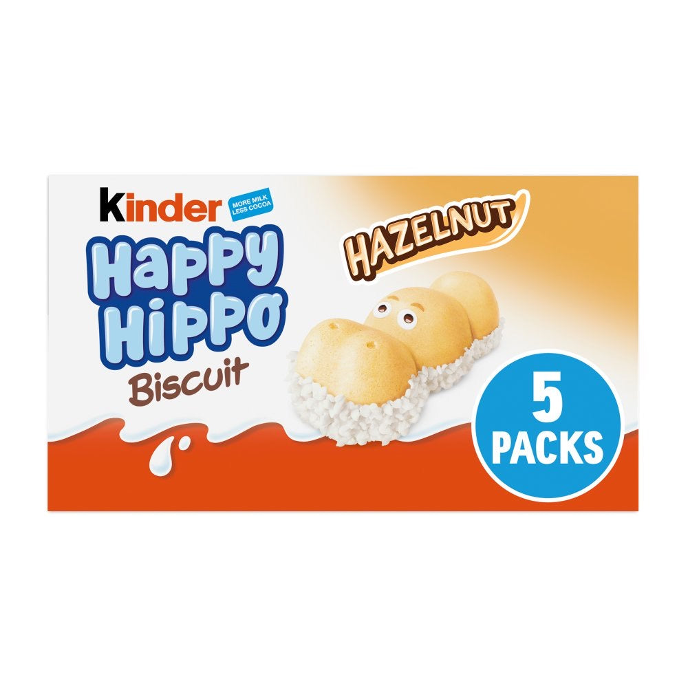 Kinder Happy Hippo Milk Chocolate and Hazelnut Biscuits Multipack 5 x 20.7g (103.5g) (6545126948953)