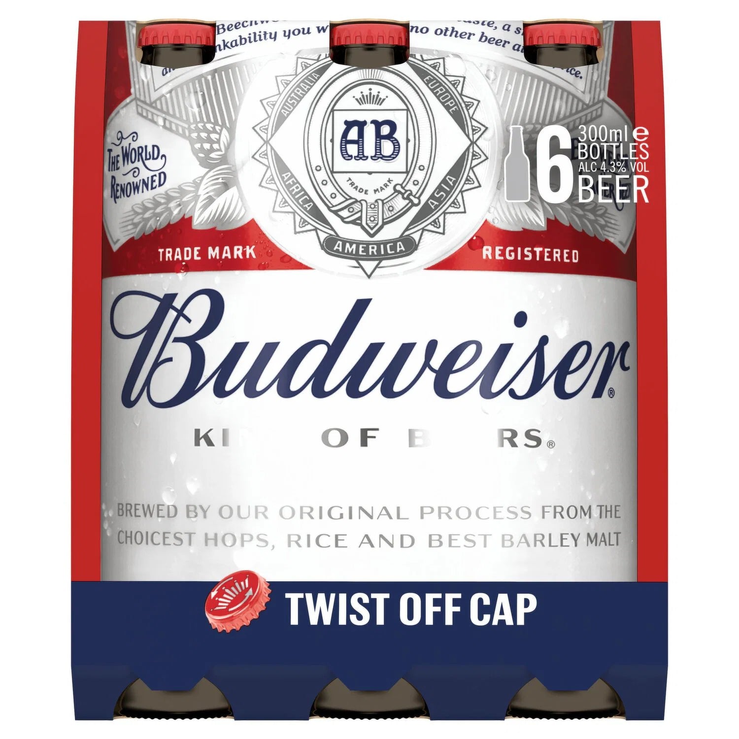 Budweiser Lager Beer Bottles 6x300ml