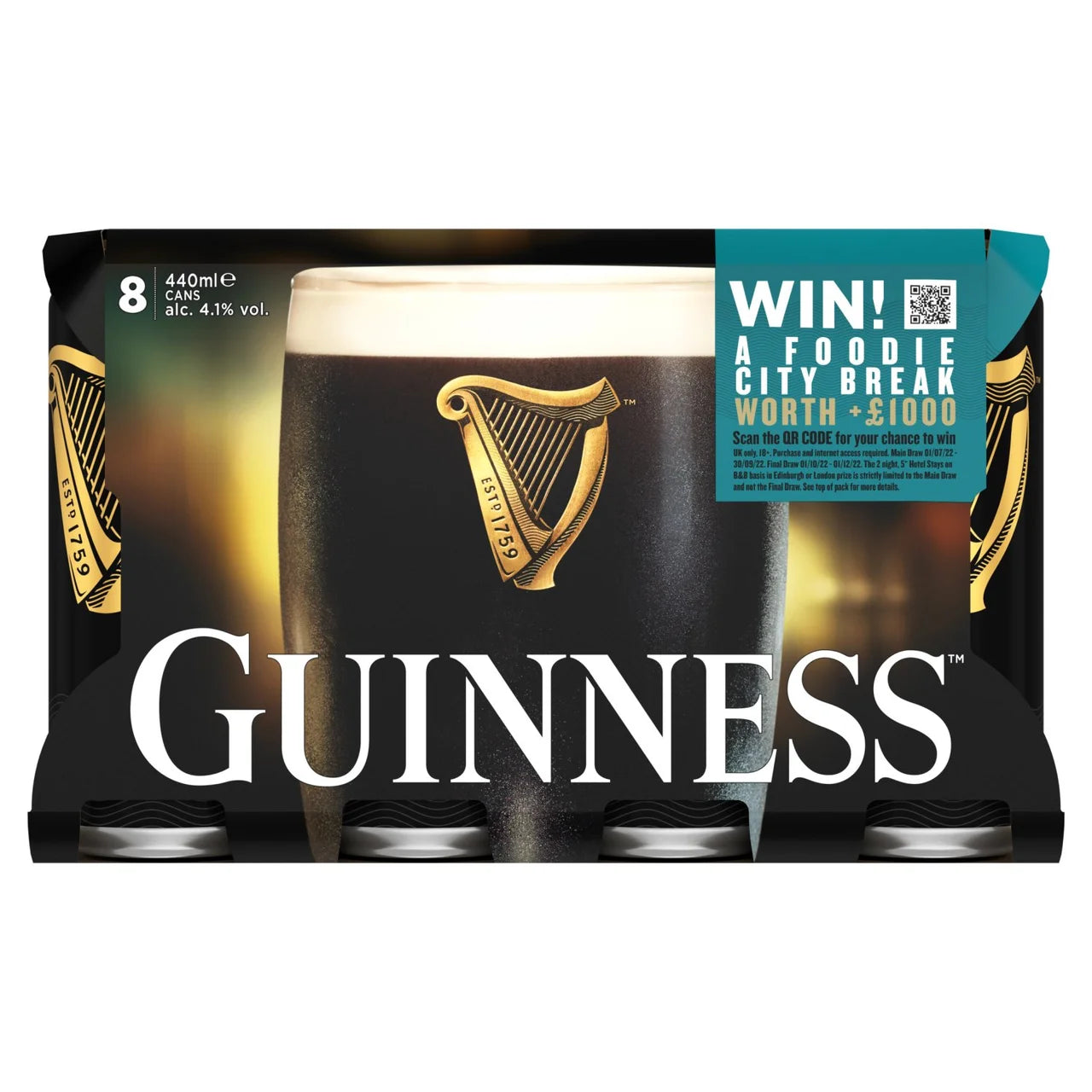 Guinness Draught Stout Beer Can 8x440ml