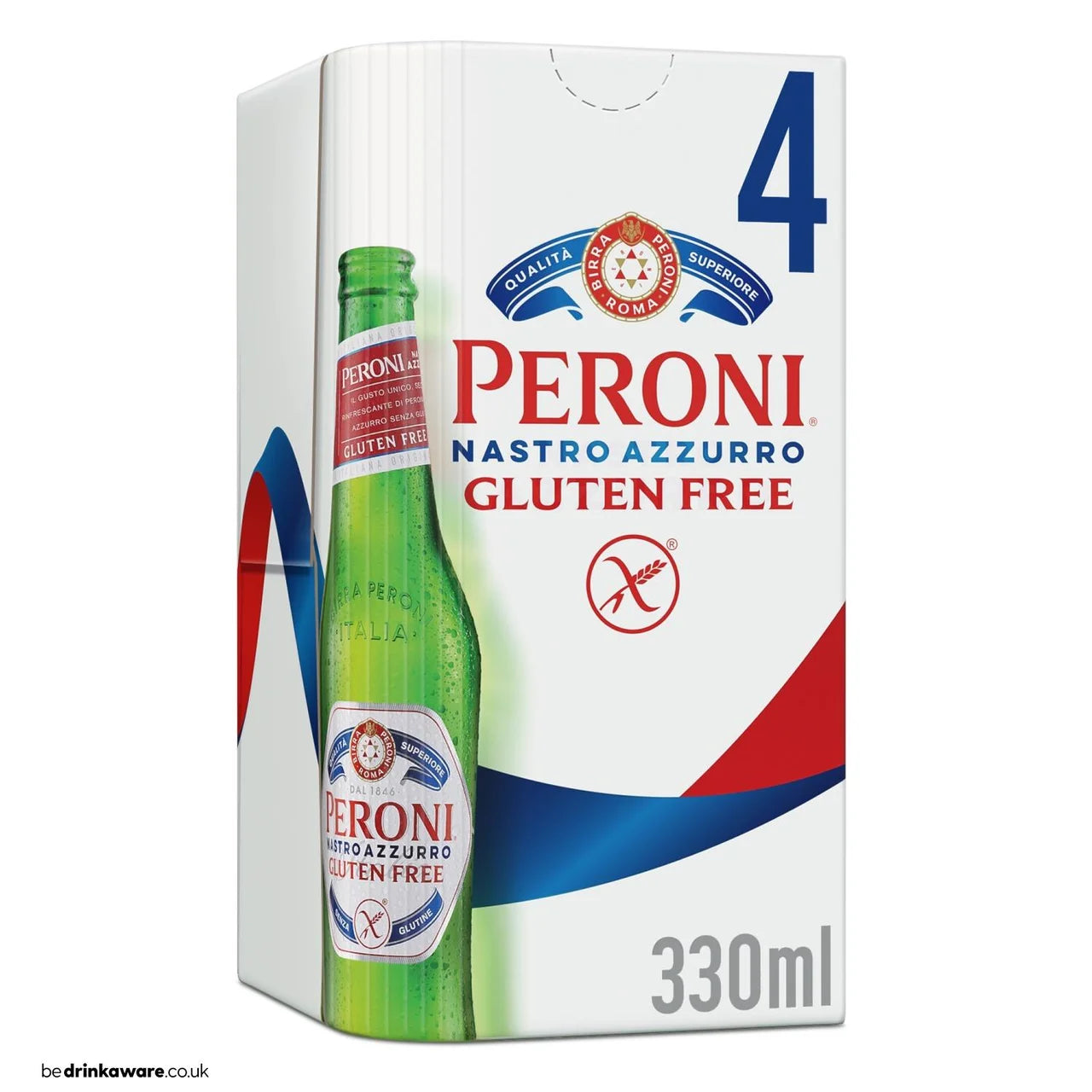 Peroni Nastro Azzurro Gluten Free Beer Lager Bottles 4x330ml