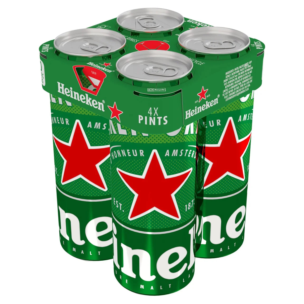 Heineken Premium Lager Beer Cans 4 x 568ml