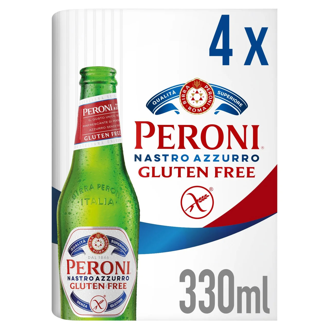 Peroni Nastro Azzurro Gluten Free Beer Lager Bottles 4x330ml