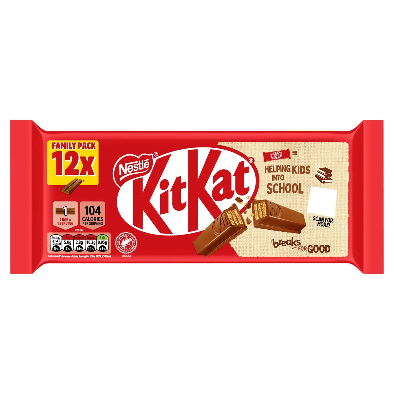 KitKat 2 Finger Milk Chocolate Biscuit Bar Multipack 12 x 20.7g