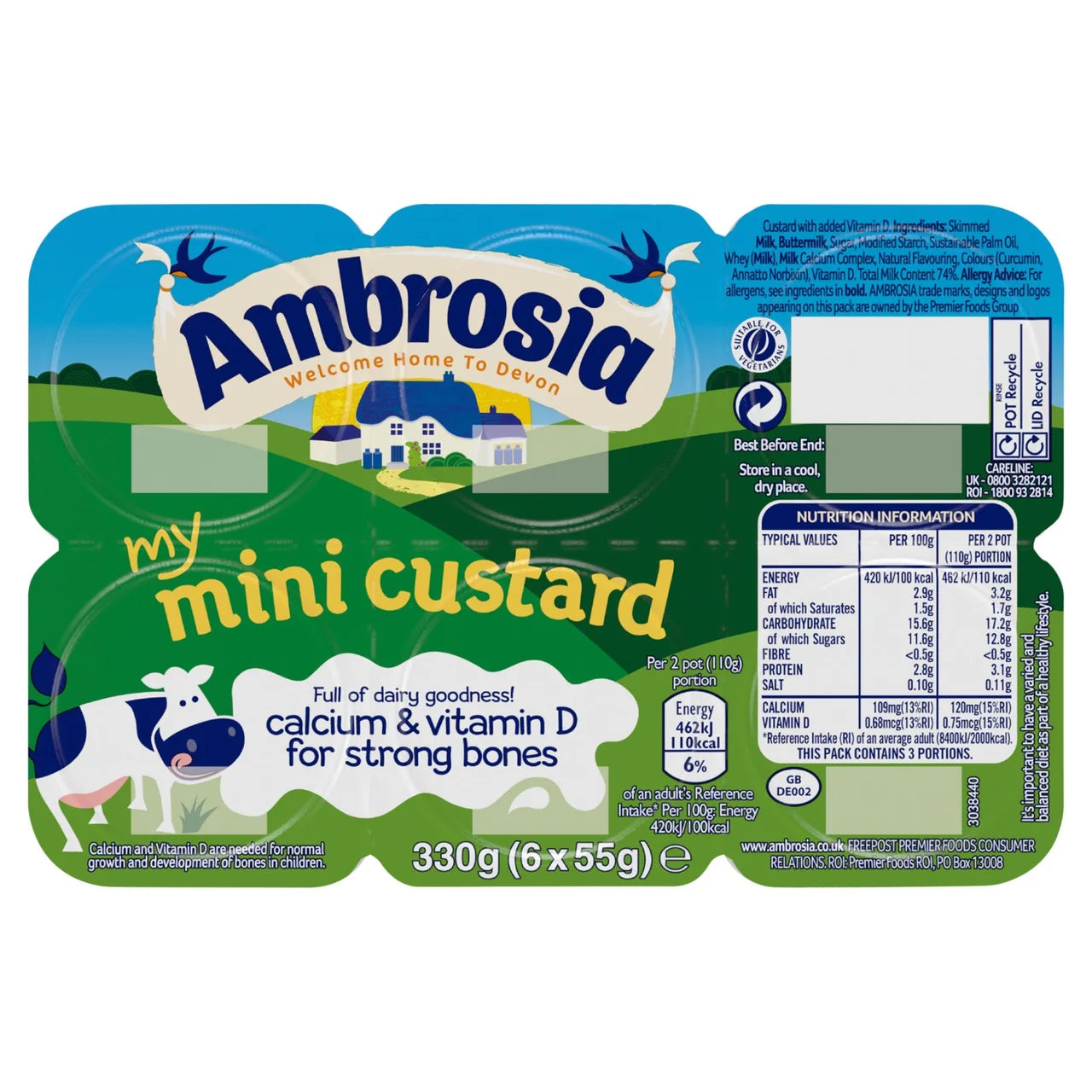 Ambrosia Custard Mini Pots 6x55g