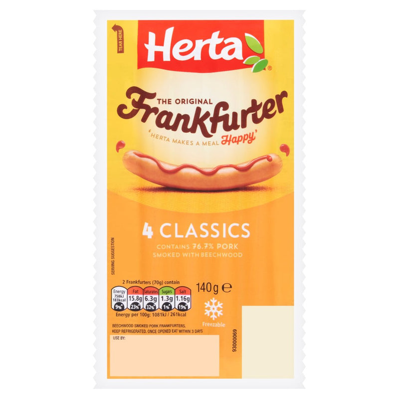 Herta Frankfurter Hot Dogs x4 140g