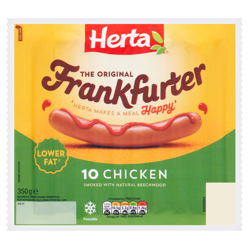 Herta Chicken Frankfurter Hot Dogs x10 350g