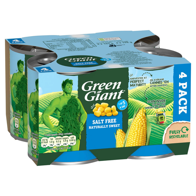 Green Giant Salt Free Sweet Corn 4x198g