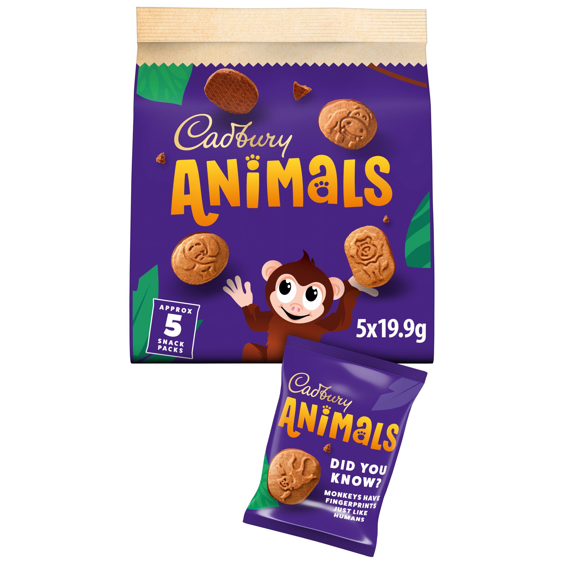 Cadbury Animals Mini Chocolate Biscuits 5 Pack Multipack 5 x 19.9g