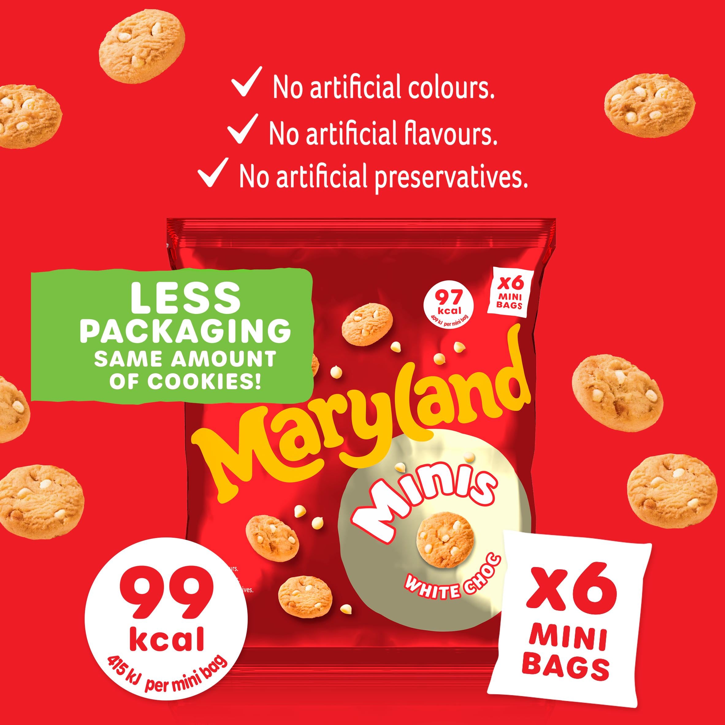 Maryland Minis White Chocolate Chip 6 Multipacks Cookies 118.8g