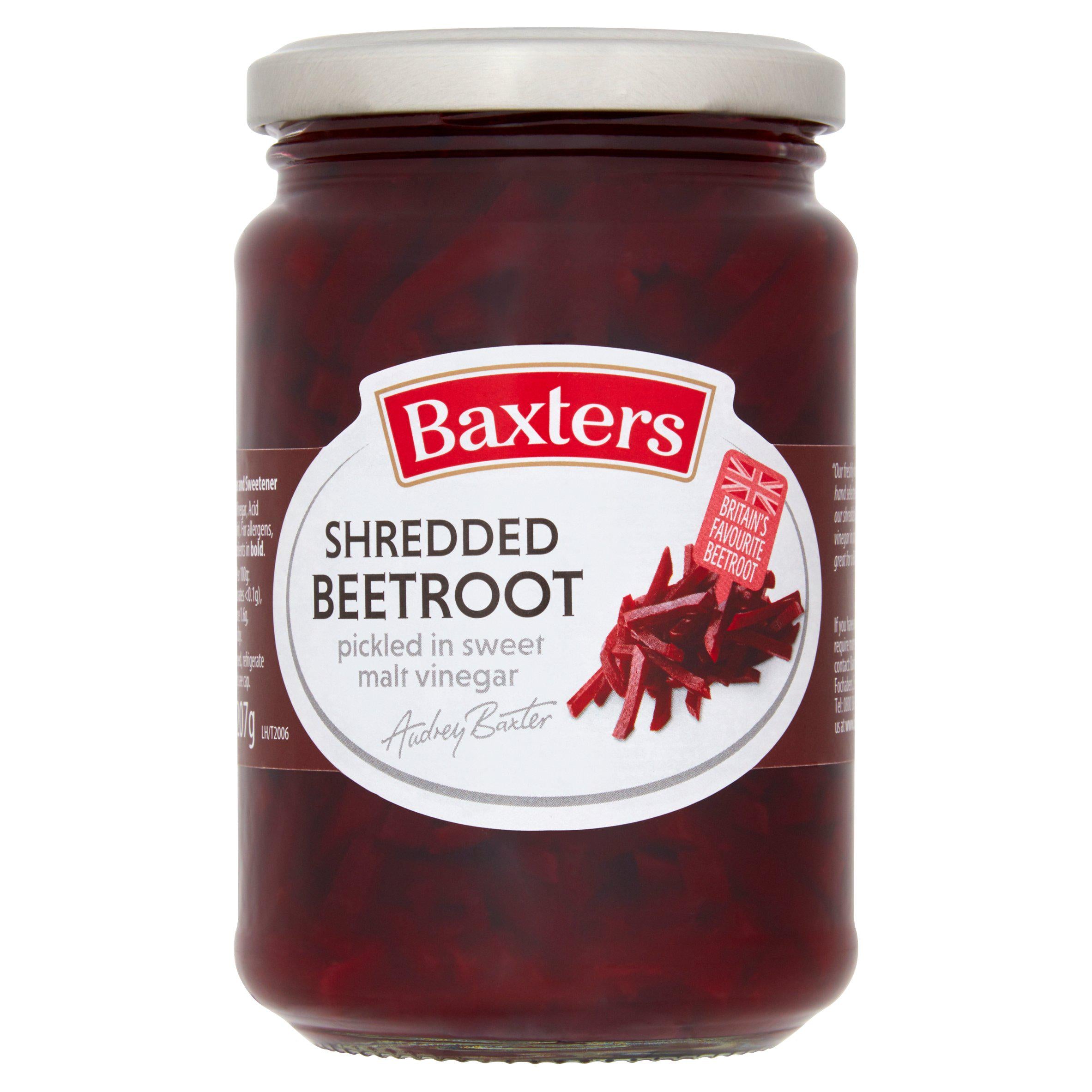 Baxters Shredded Beetroot Pickled in Sweet Malt Vinegar 340g (207g*) - Moo Local