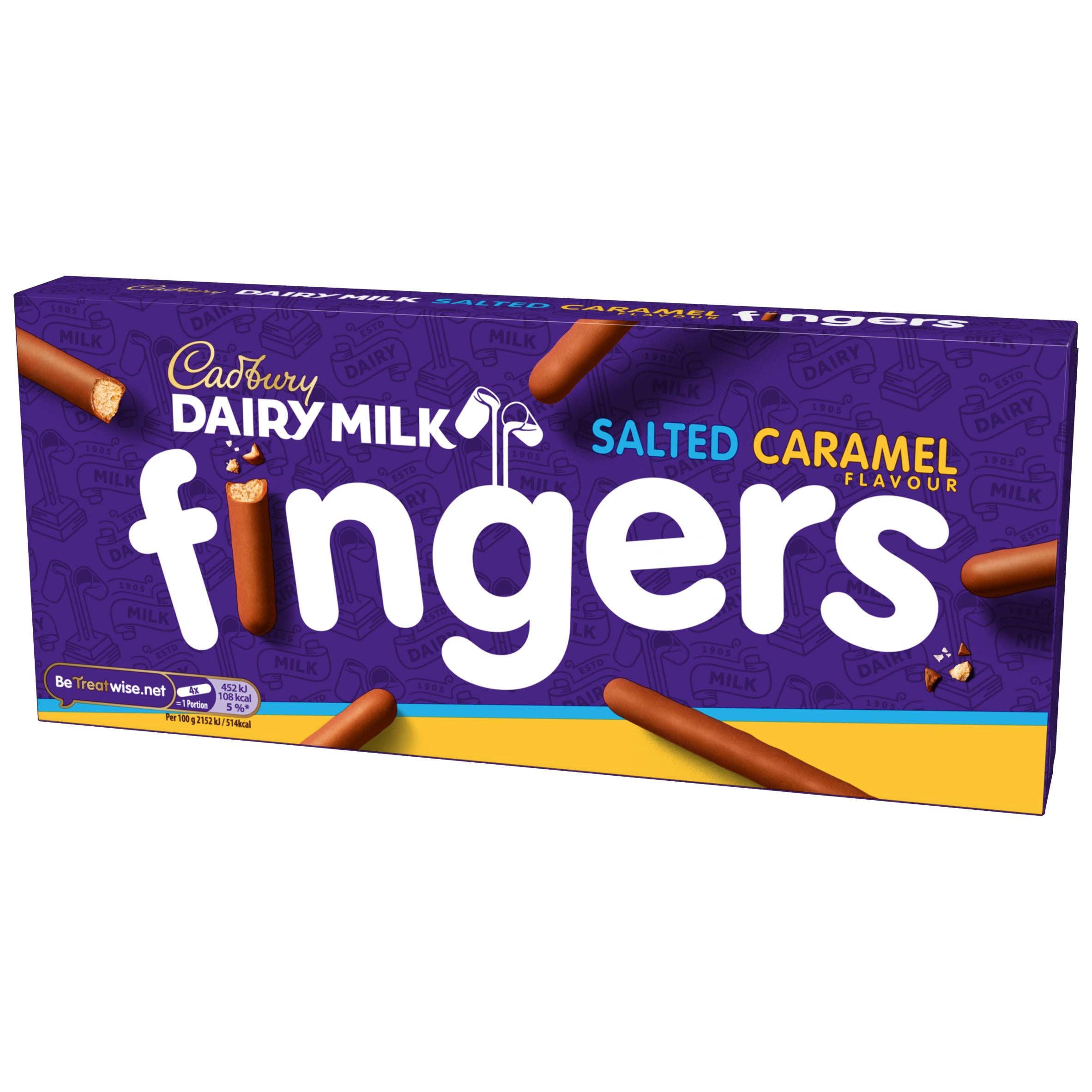 Cadbury Dairy Milk Fingers Salted Caramel Flavour Biscuits 114g