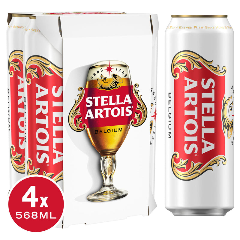 Stella Artois Premium Lager Beer Pint 4x568ml