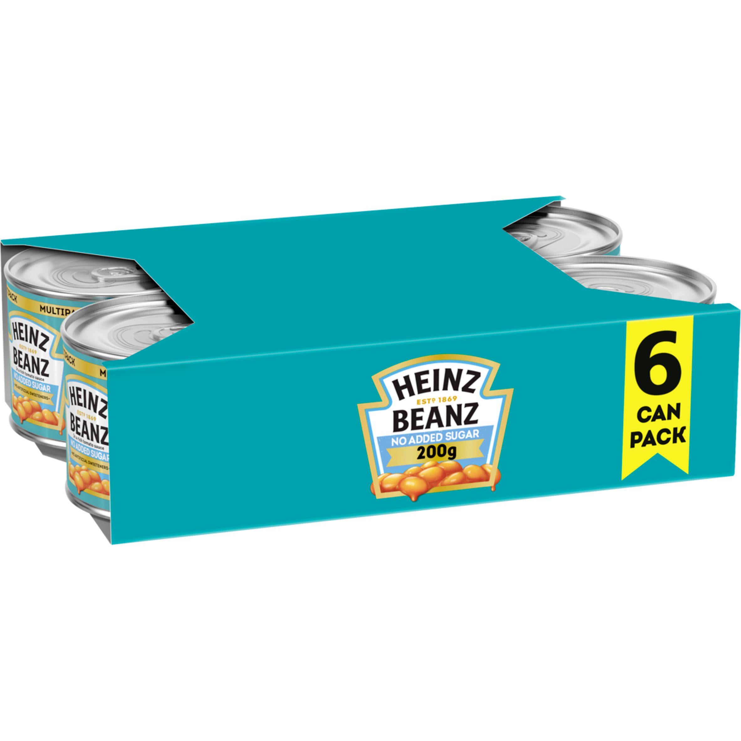 Heinz Baked Beans No Added Sugar in a Rich Tomato Sauce Great Value Pack 6x200g