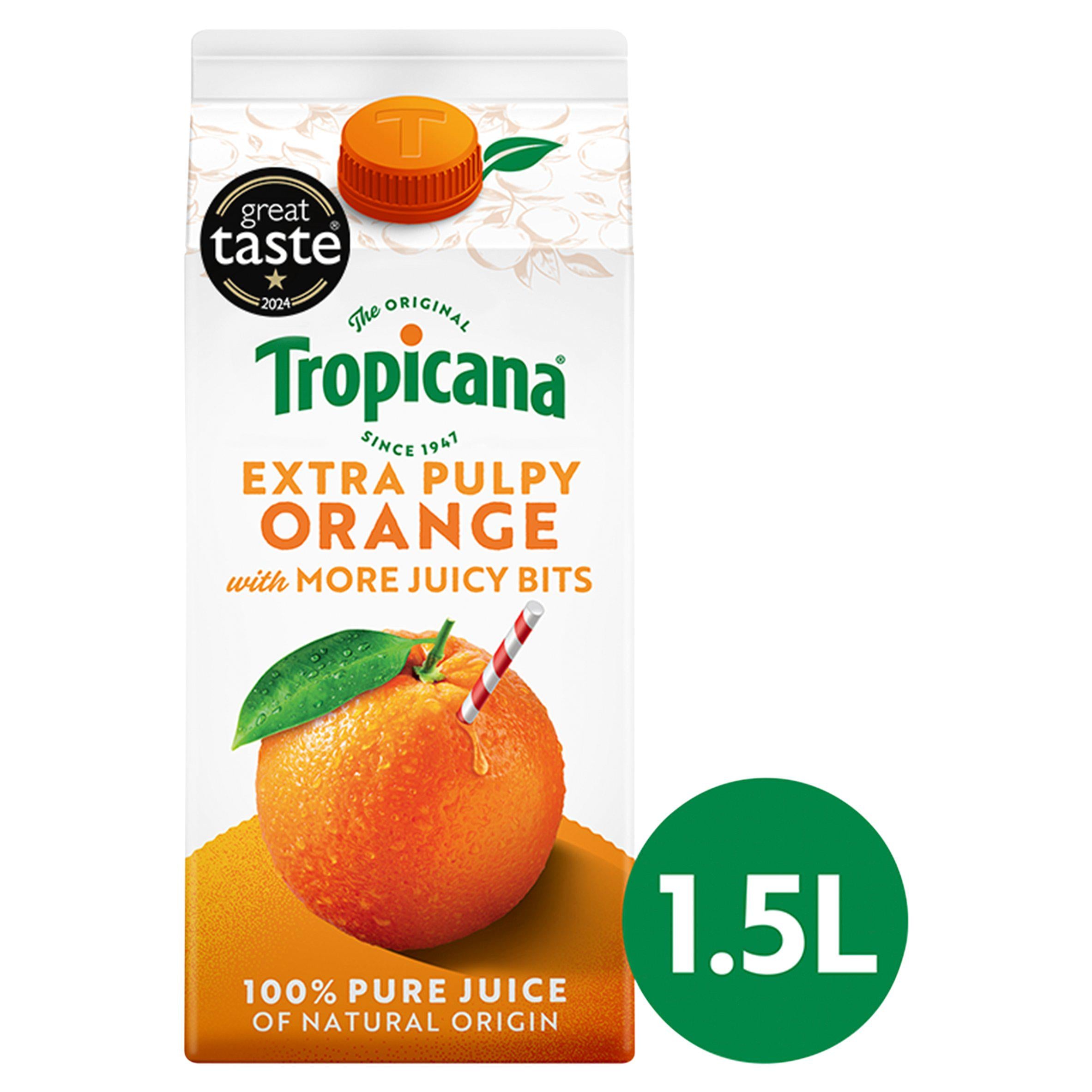 Tropicana Pure Orange Fruit Juice with Extra Juicy Bits 1.5 Litre