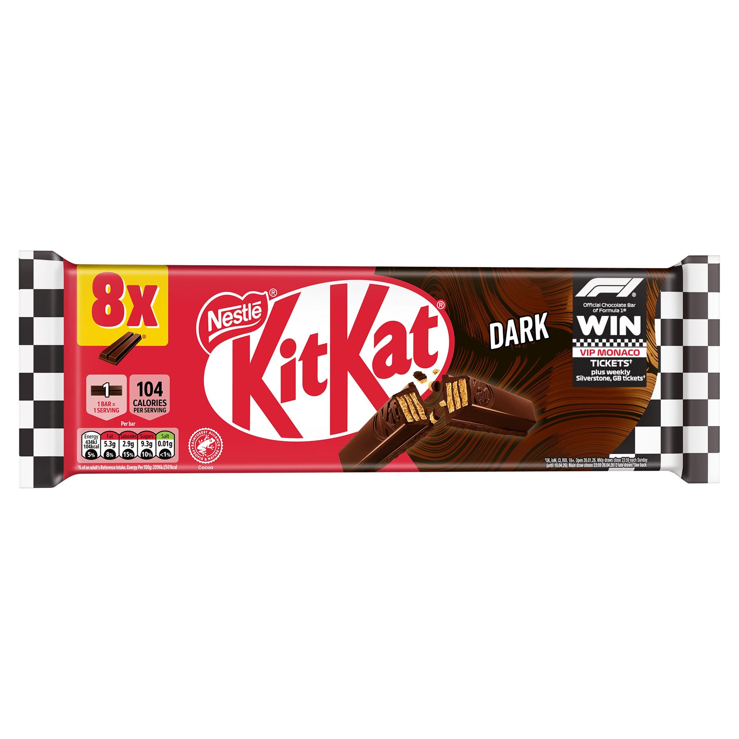 KitKat 2 Finger Dark Chocolate Biscuit Bar Multipack 8 x 20.7g