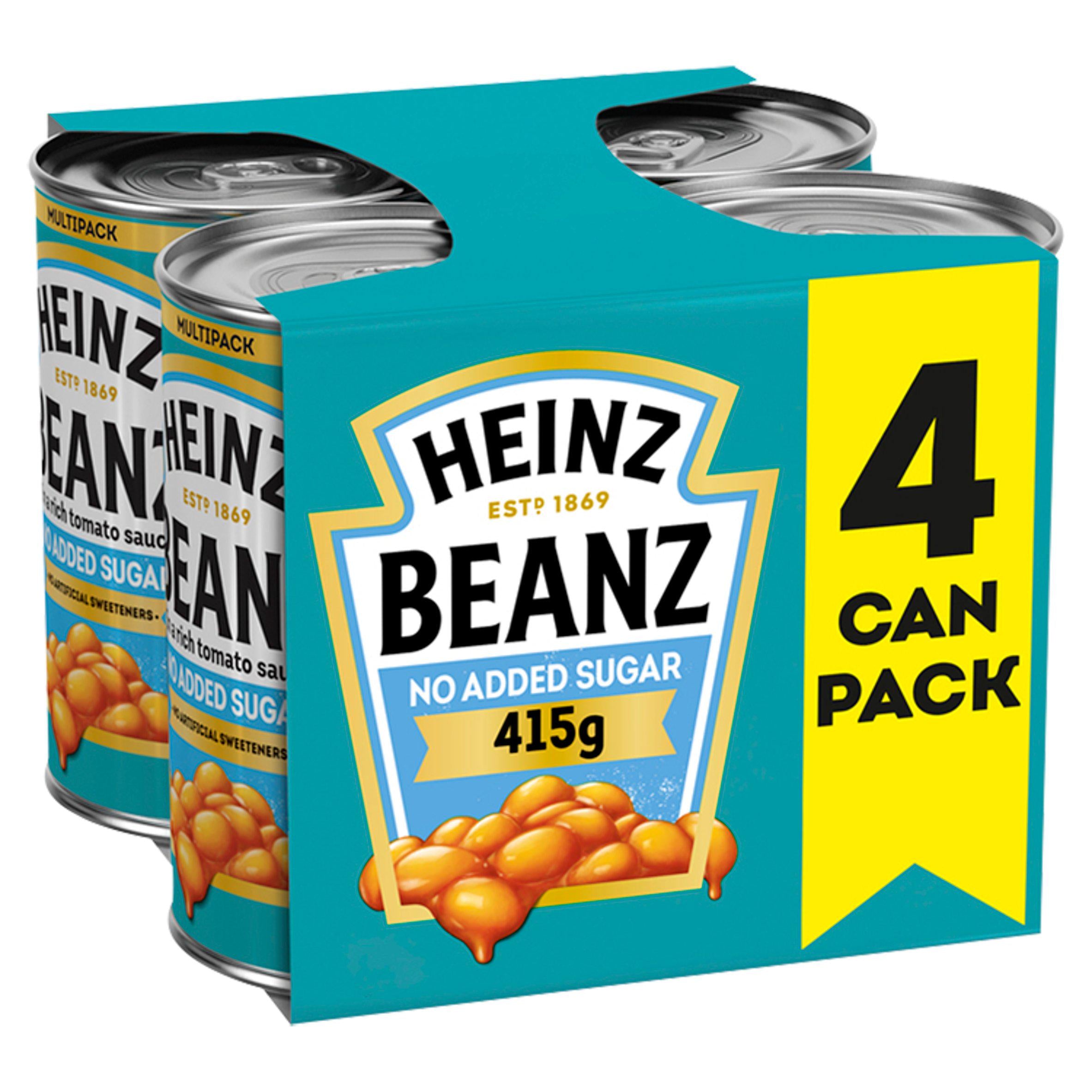 Heinz No Added Sugar Baked Beans in a Rich Tomato Sauce 4 x 415g - Moo Local