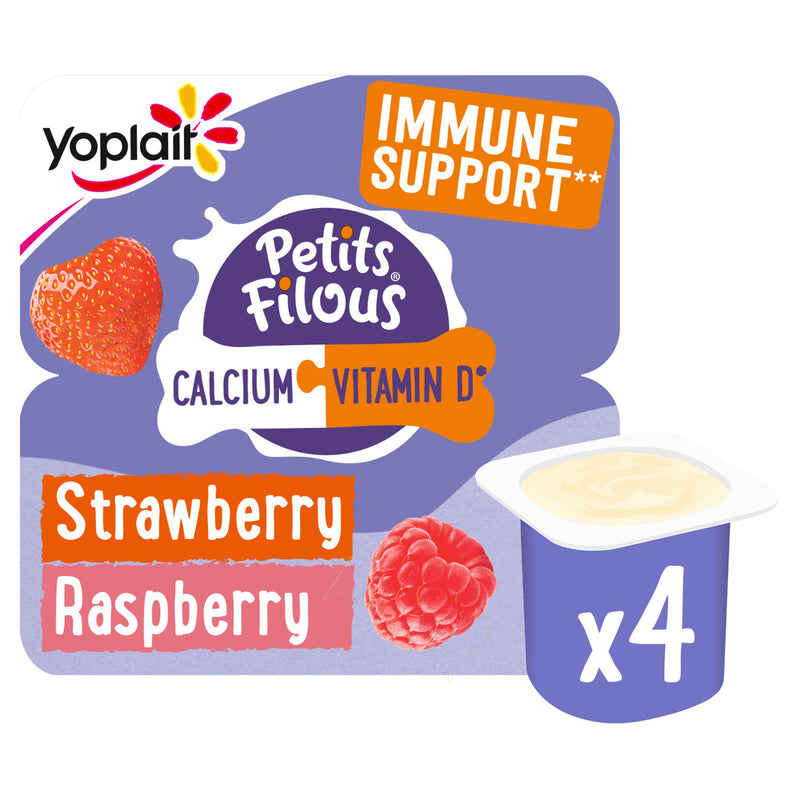 Petits Filous Kids Strawberry & Raspberry Yoghurt 4x85g