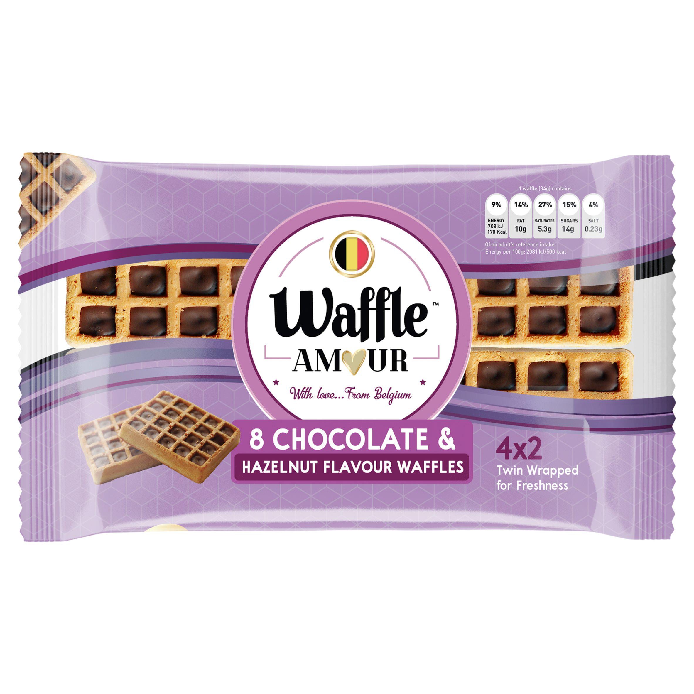 Chocolate & Hazelnut Flavour Waffles x8
