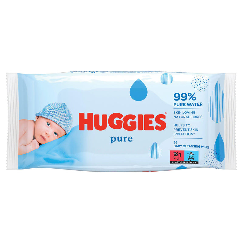 Huggies Pure Baby Wipes 99% Water Single Pack 56 per pack - Moo Local