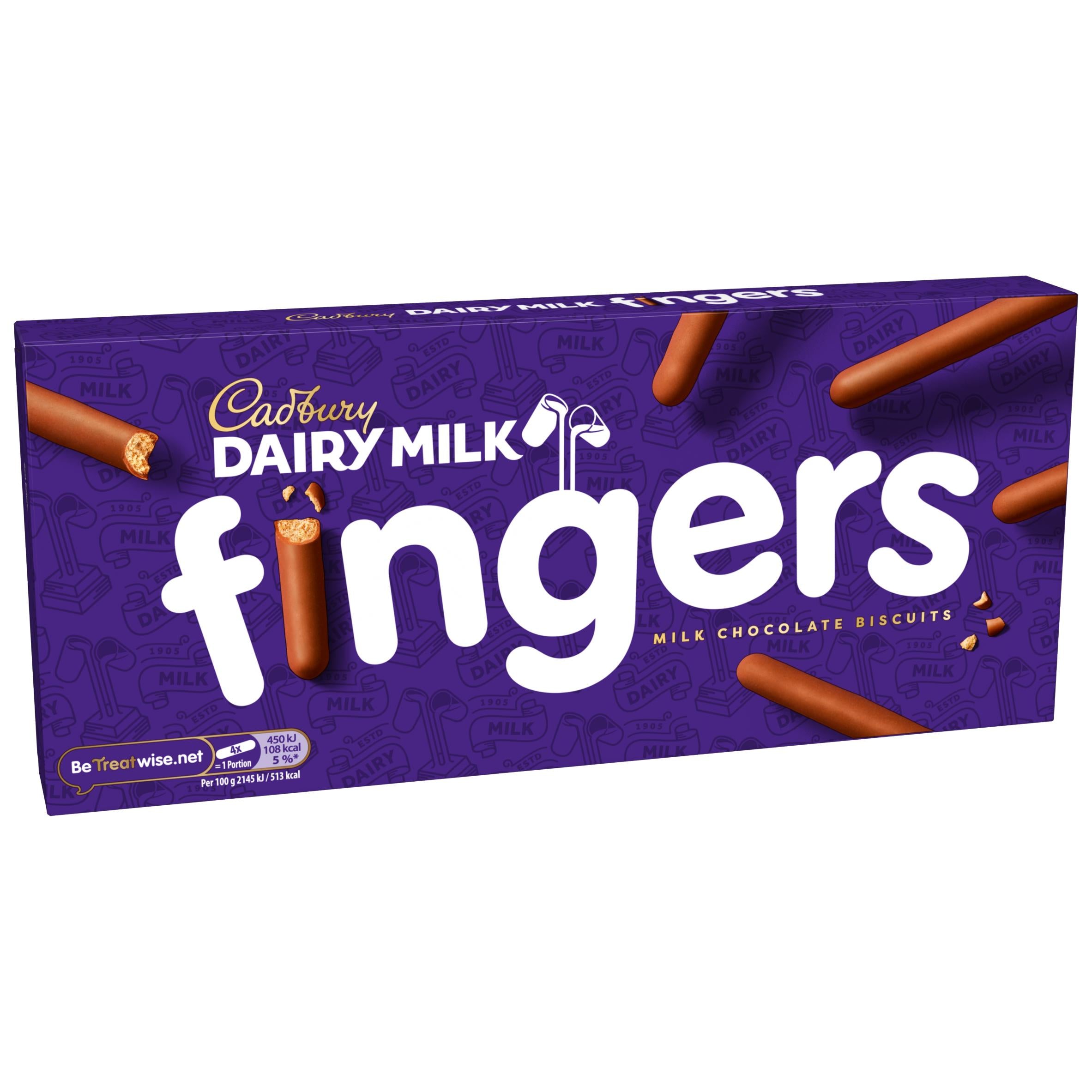 Cadbury Dairy Milk Fingers Milk Chocolate Covered Biscuits 114g