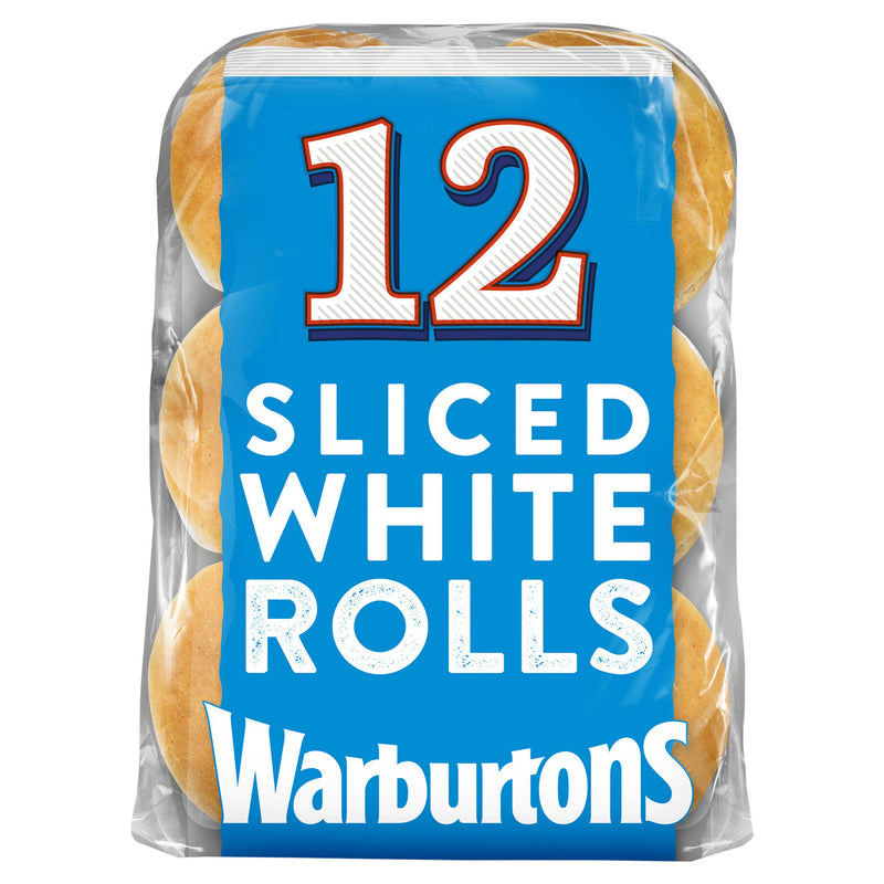 Warburtons Soft Sliced White Rolls x12