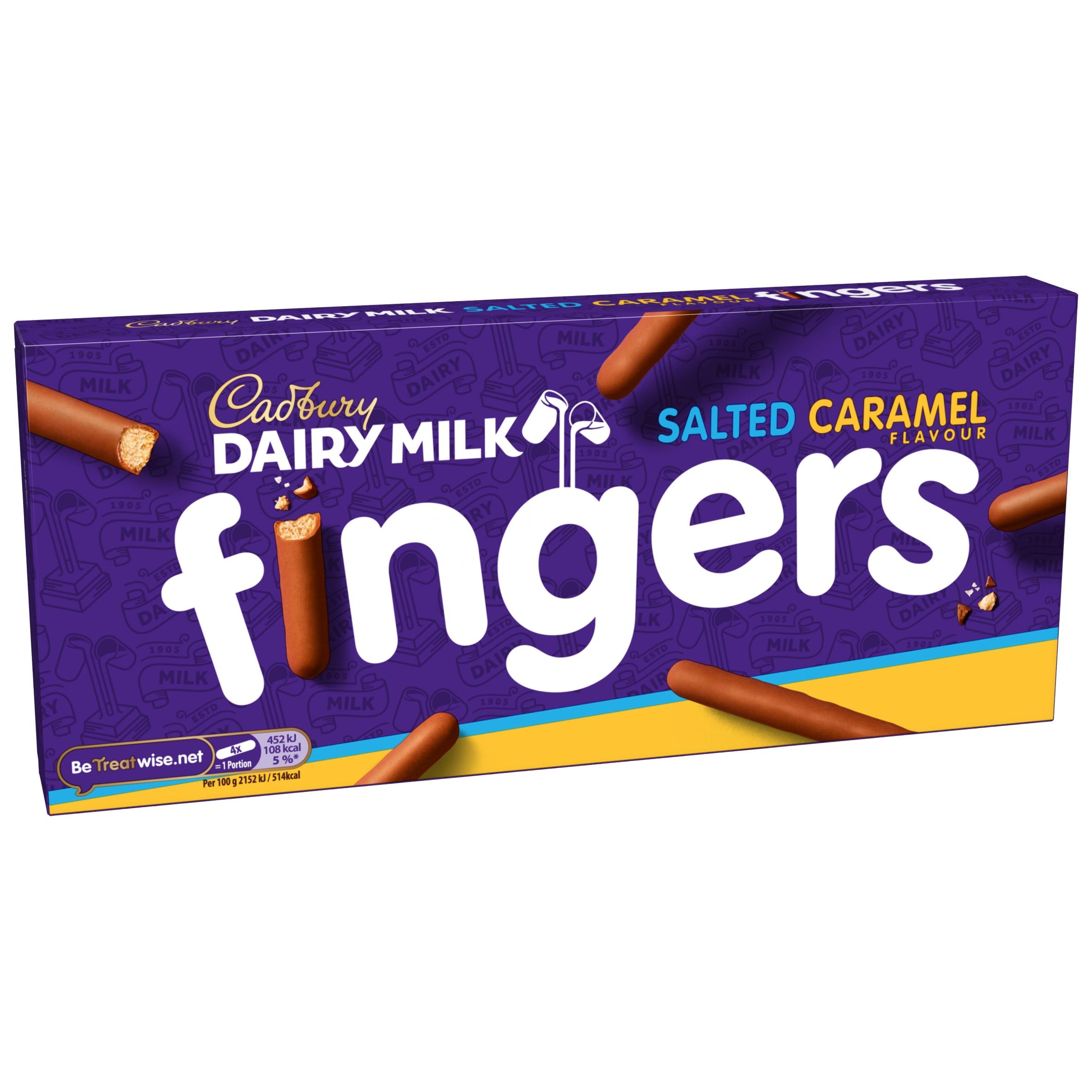 Cadbury Dairy Milk Fingers Salted Caramel Flavour Biscuits 114g