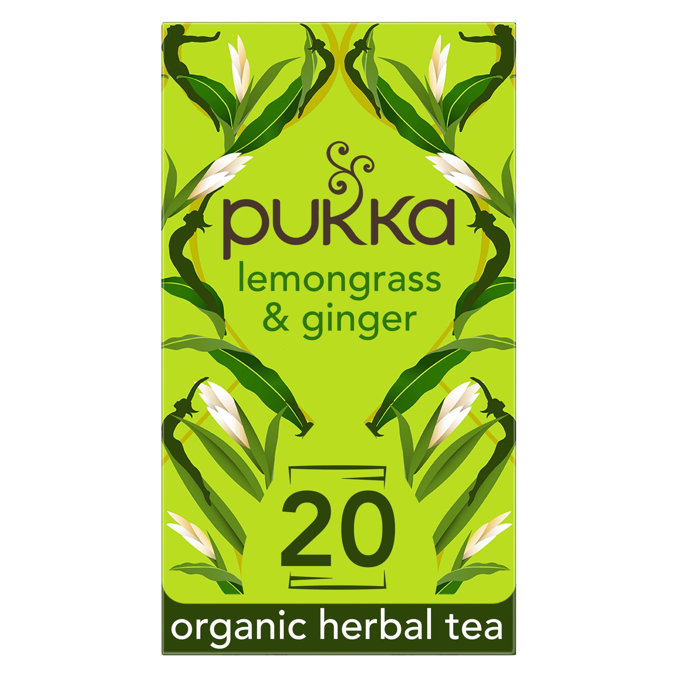 Pukka Organic Lemongrass & Ginger Tea Home Compostable Herbal Tea Bags x20