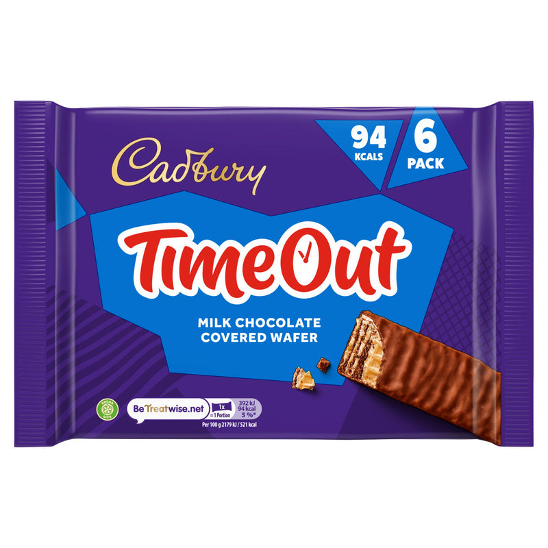 Cadbury Timeout Wafer Chocolate Biscuit Multipack 6x18g